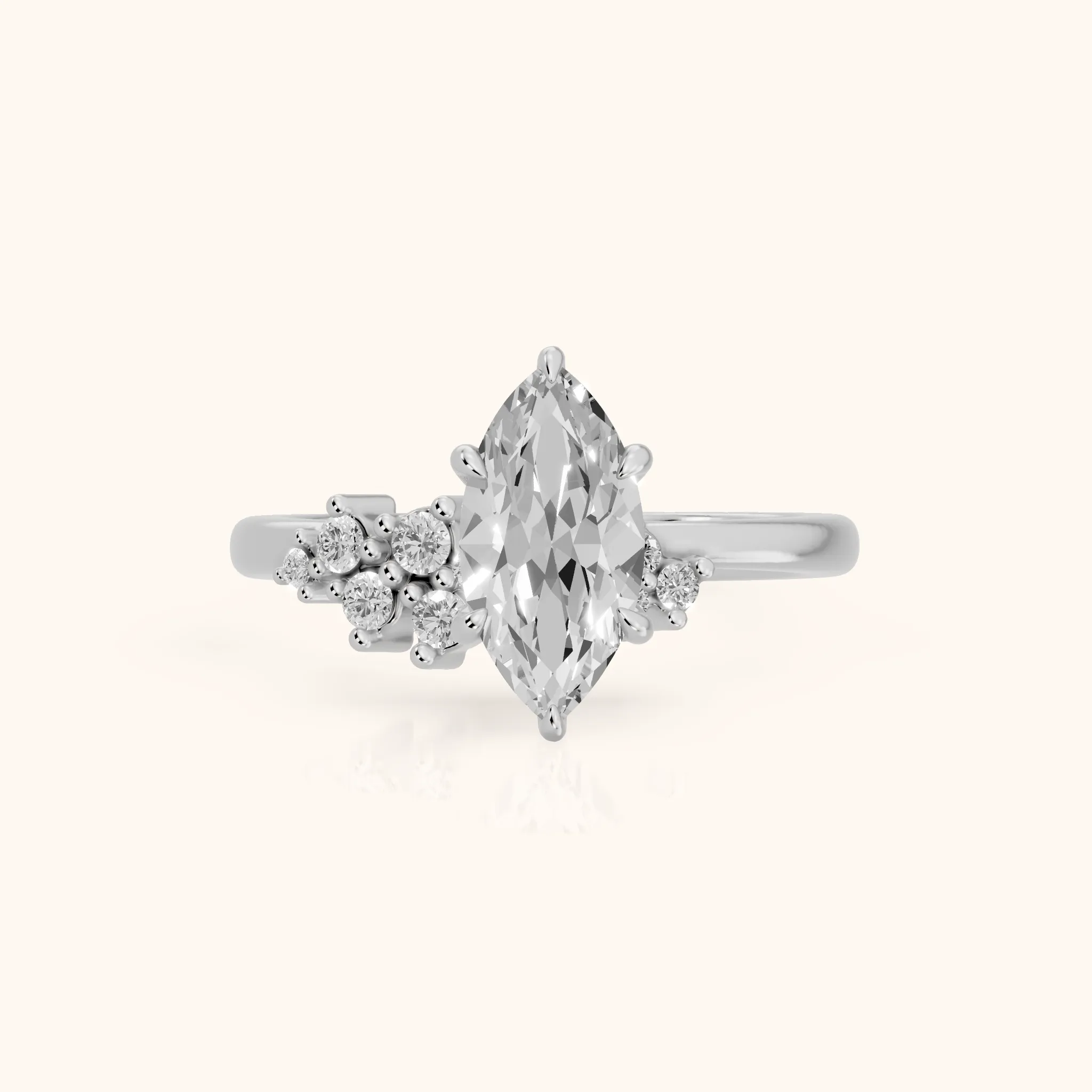 Gina Cluster Marquise Diamond Engagement Ring in Silver — view 1