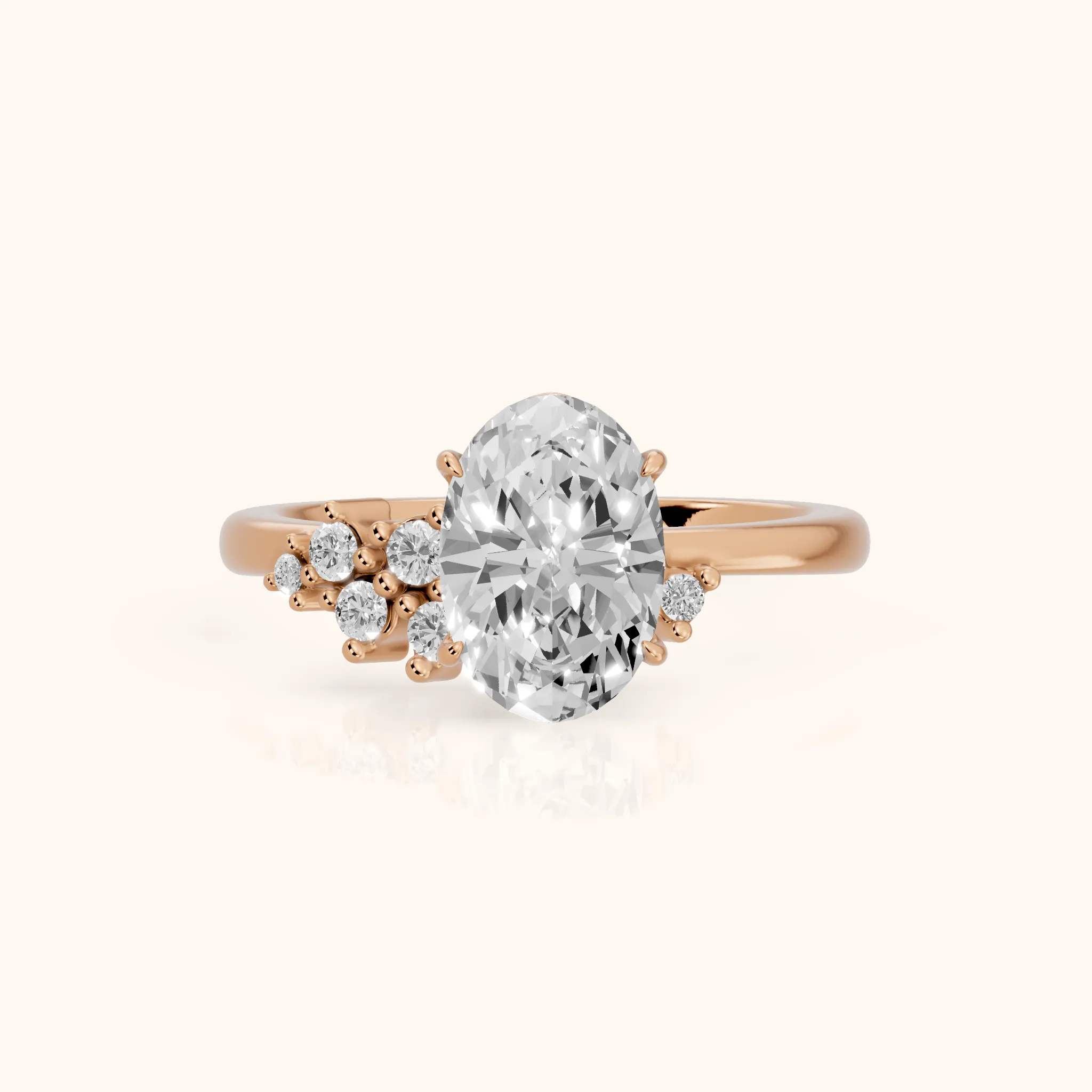 Gina Cluster Oval Diamond Engagement Ring in Rose Gold — view 1