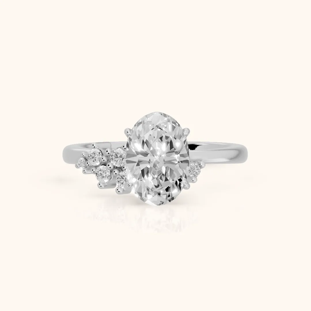 Gina Cluster Oval Diamond Engagement Ring in Platinum — view 2