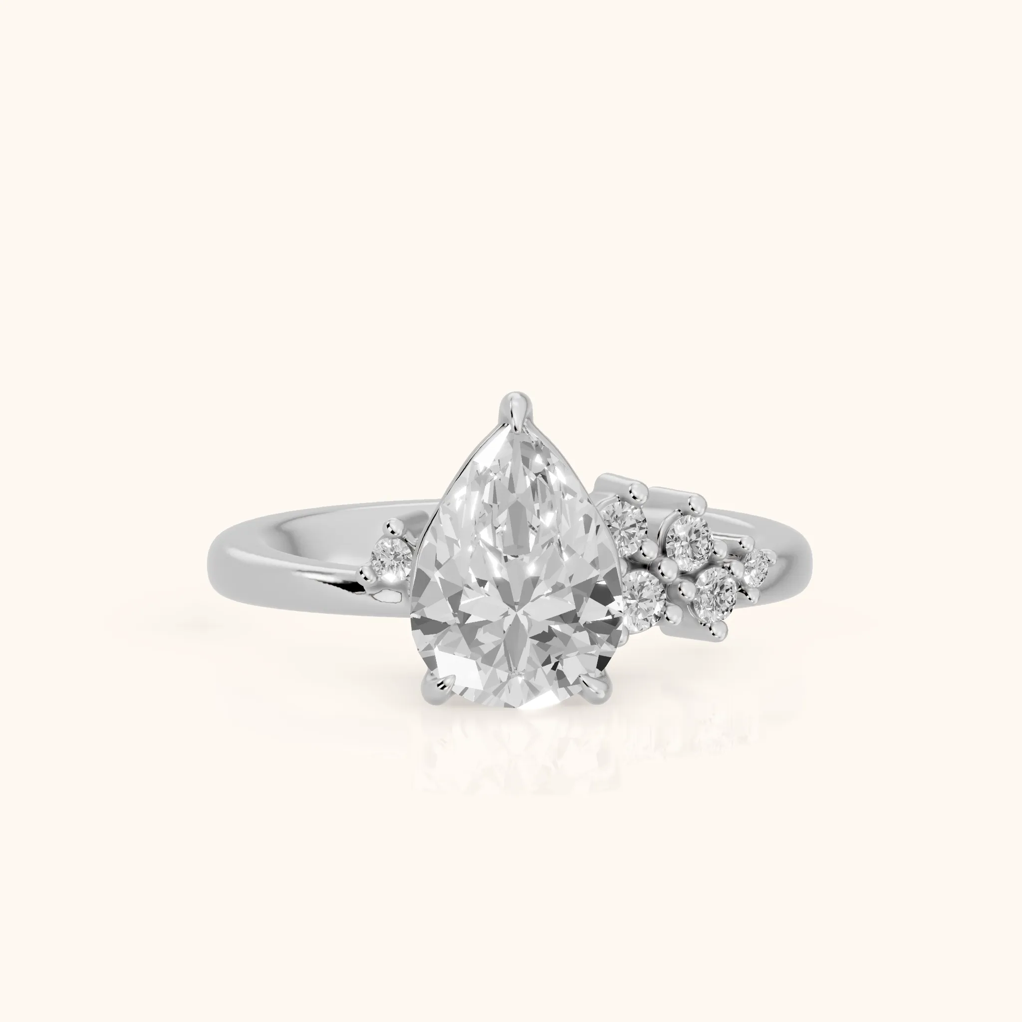 Gina Cluster Pear Diamond Engagement Ring in Silver — view 1