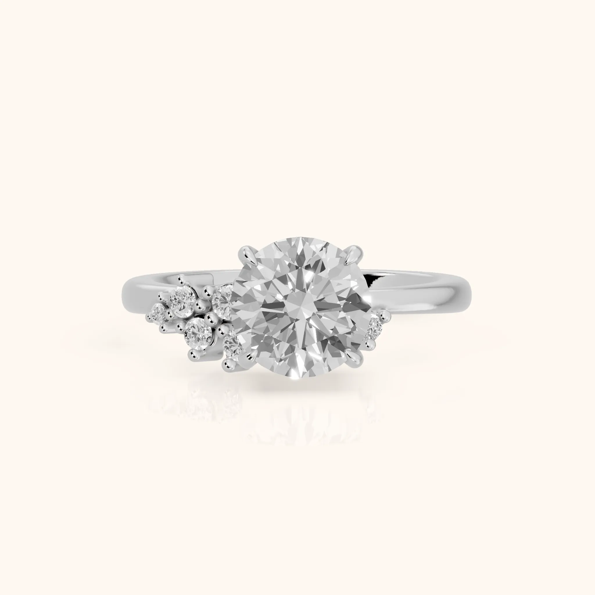 Gina Cluster Round Diamond Engagement Ring in Platinum — view 1
