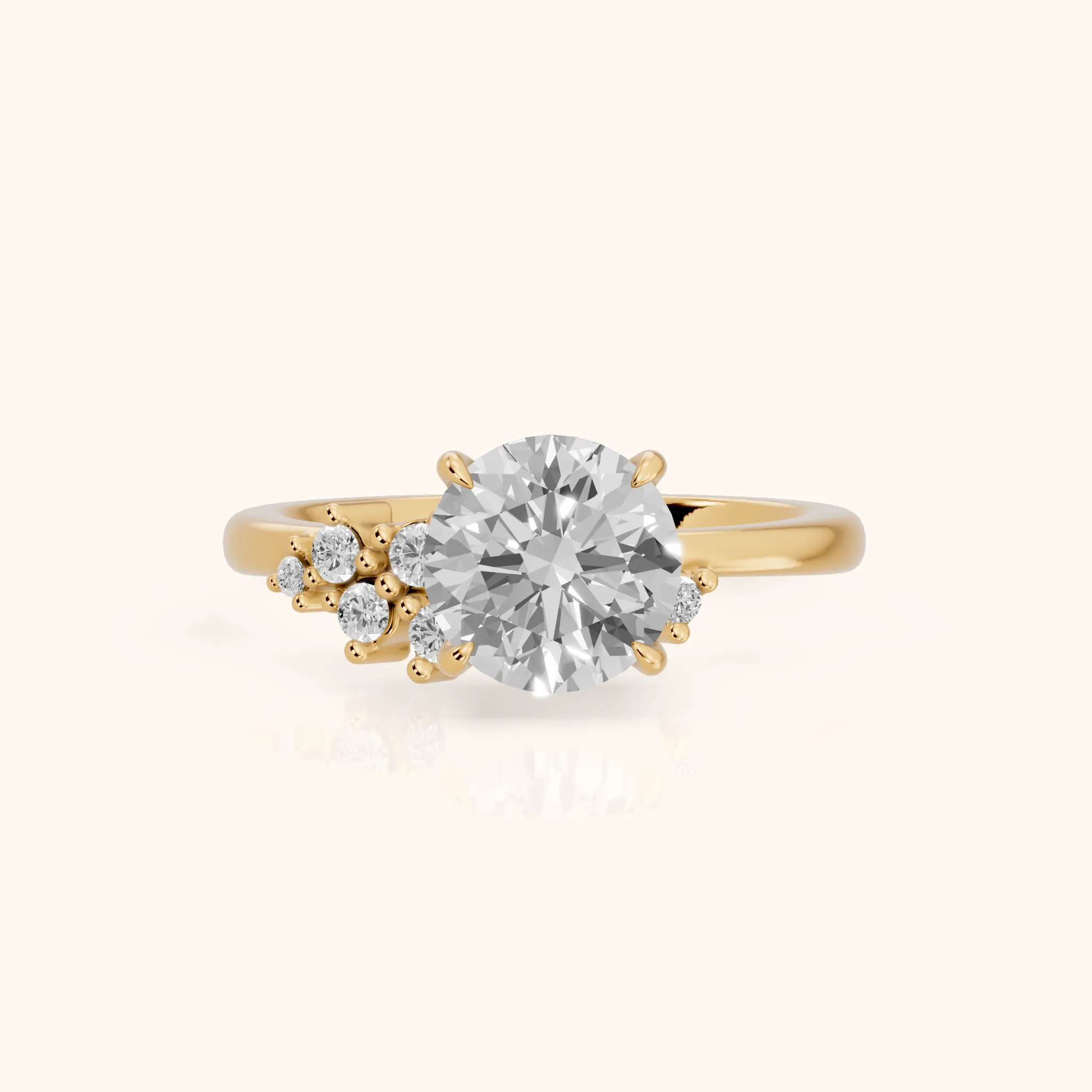 Gina Cluster Round Diamond Engagement Ring in Yellow Gold — view 1