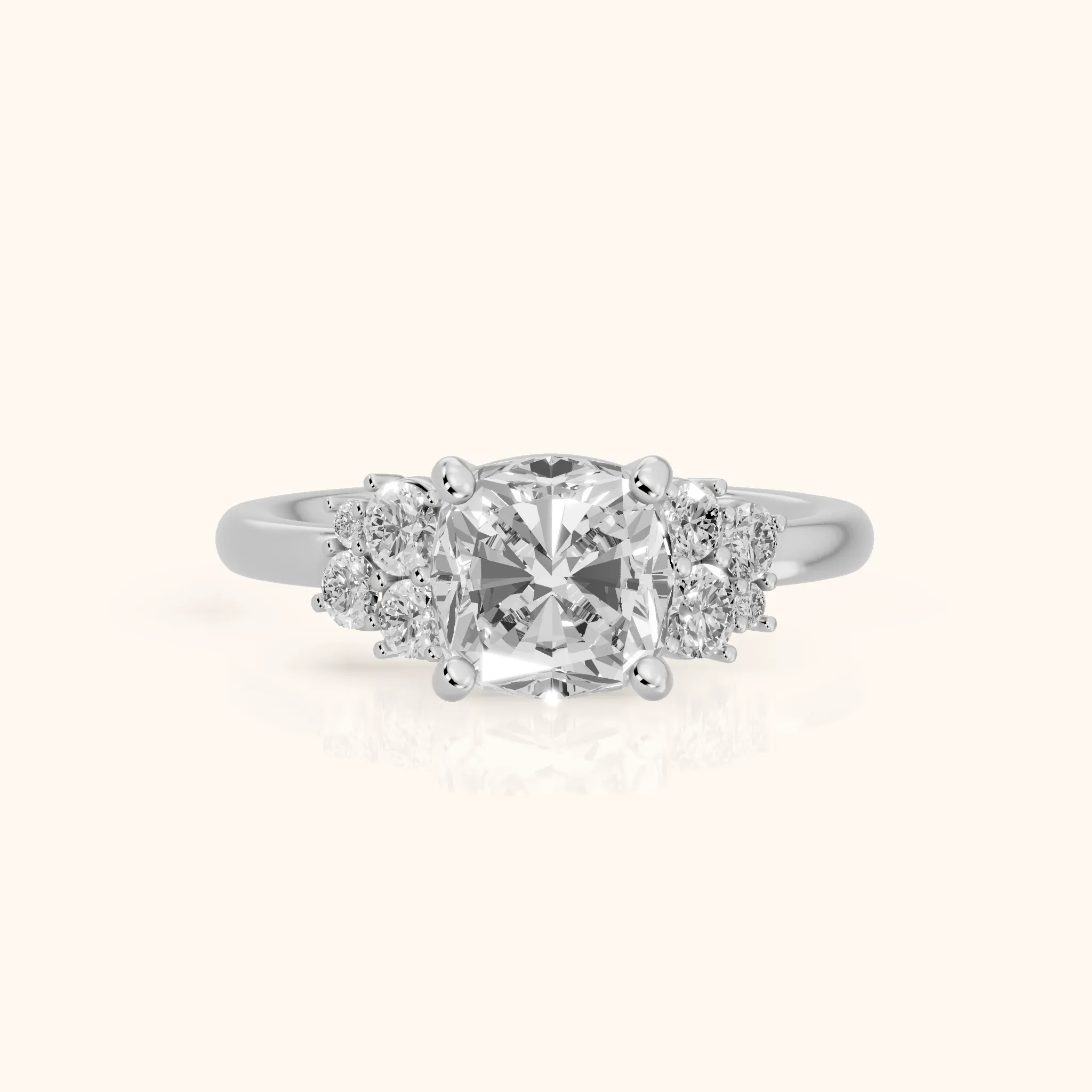 Hannah Cluster Cushion Diamond Engagement Ring in White Gold — view 1