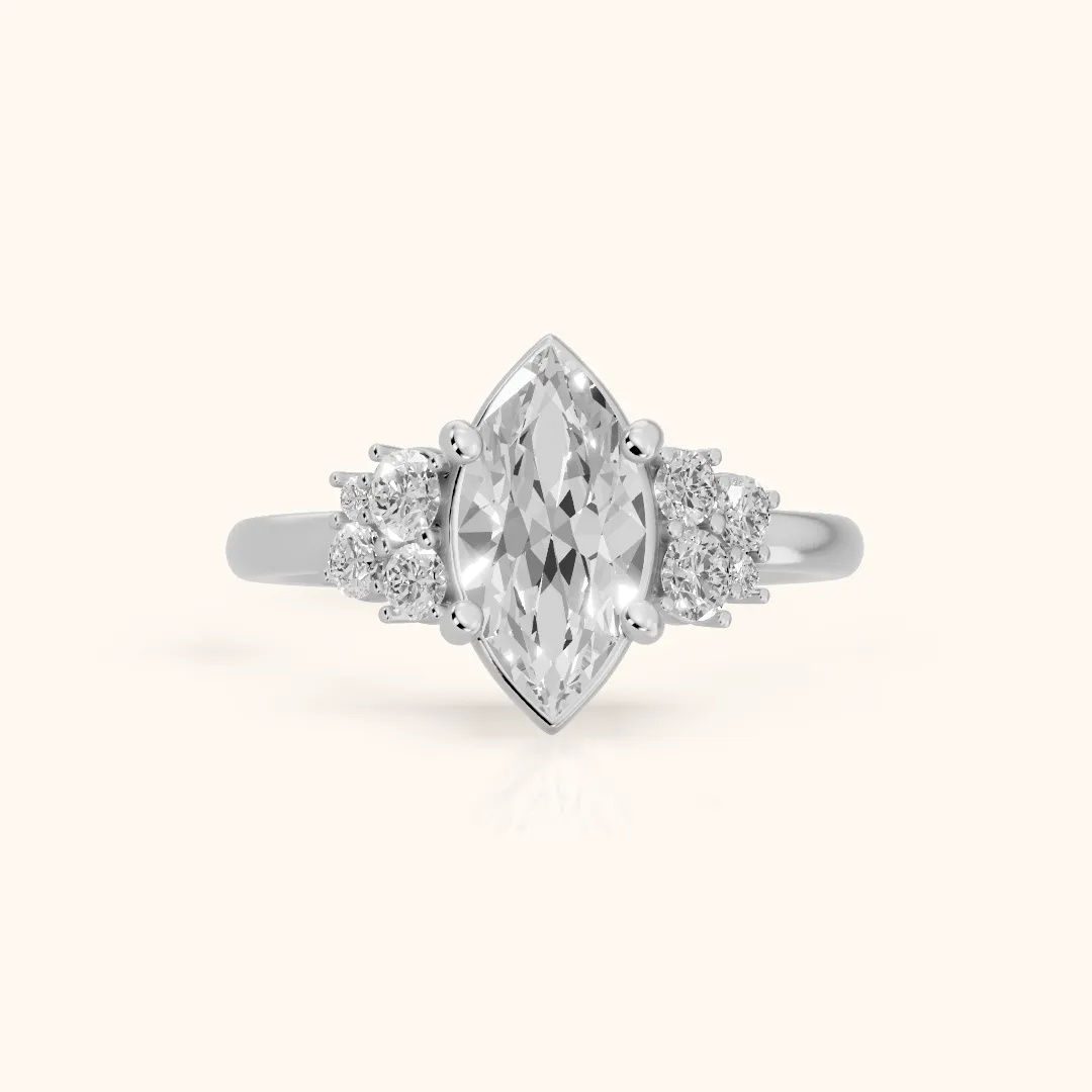 Hannah Cluster Marquise Diamond Engagement Ring in Silver — view 2