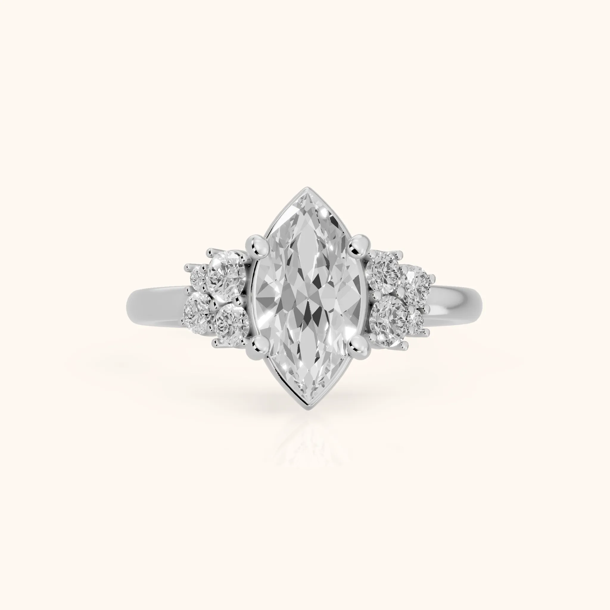 Hannah Cluster Marquise Diamond Engagement Ring in Silver — view 1