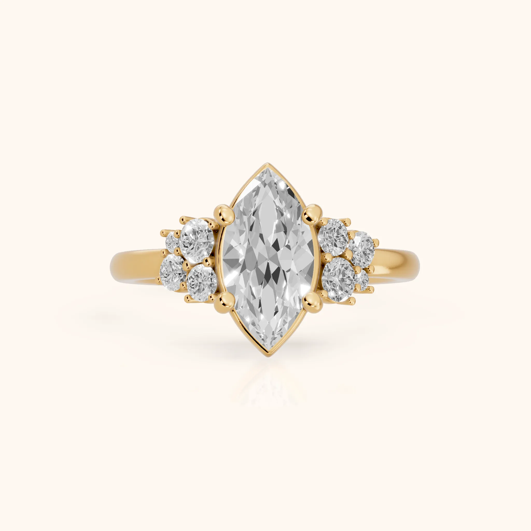 Hannah Cluster Marquise Diamond Engagement Ring in Yellow Gold — view 1