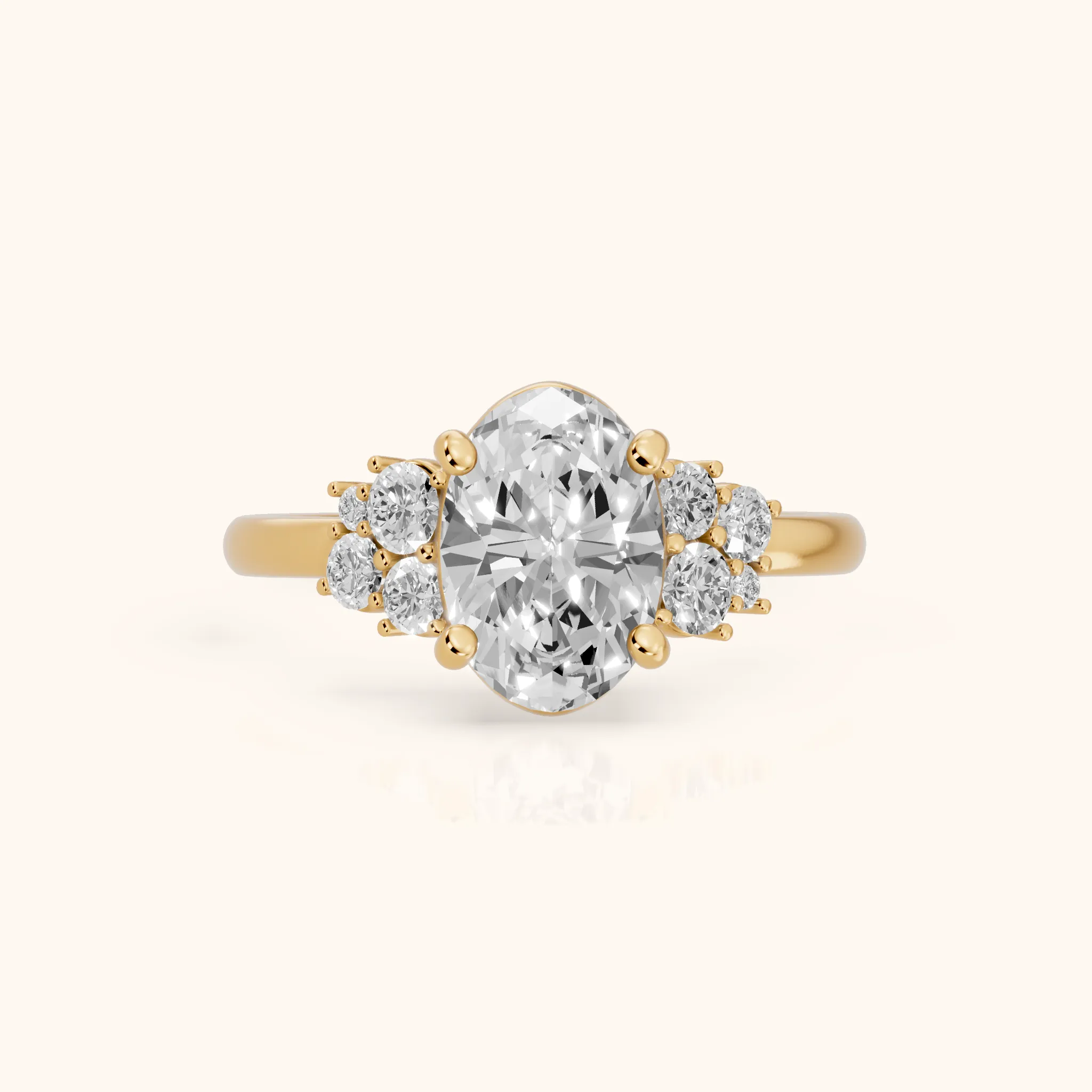 Hannah Cluster Oval Diamond Engagement Ring in Yellow Gold — view 1