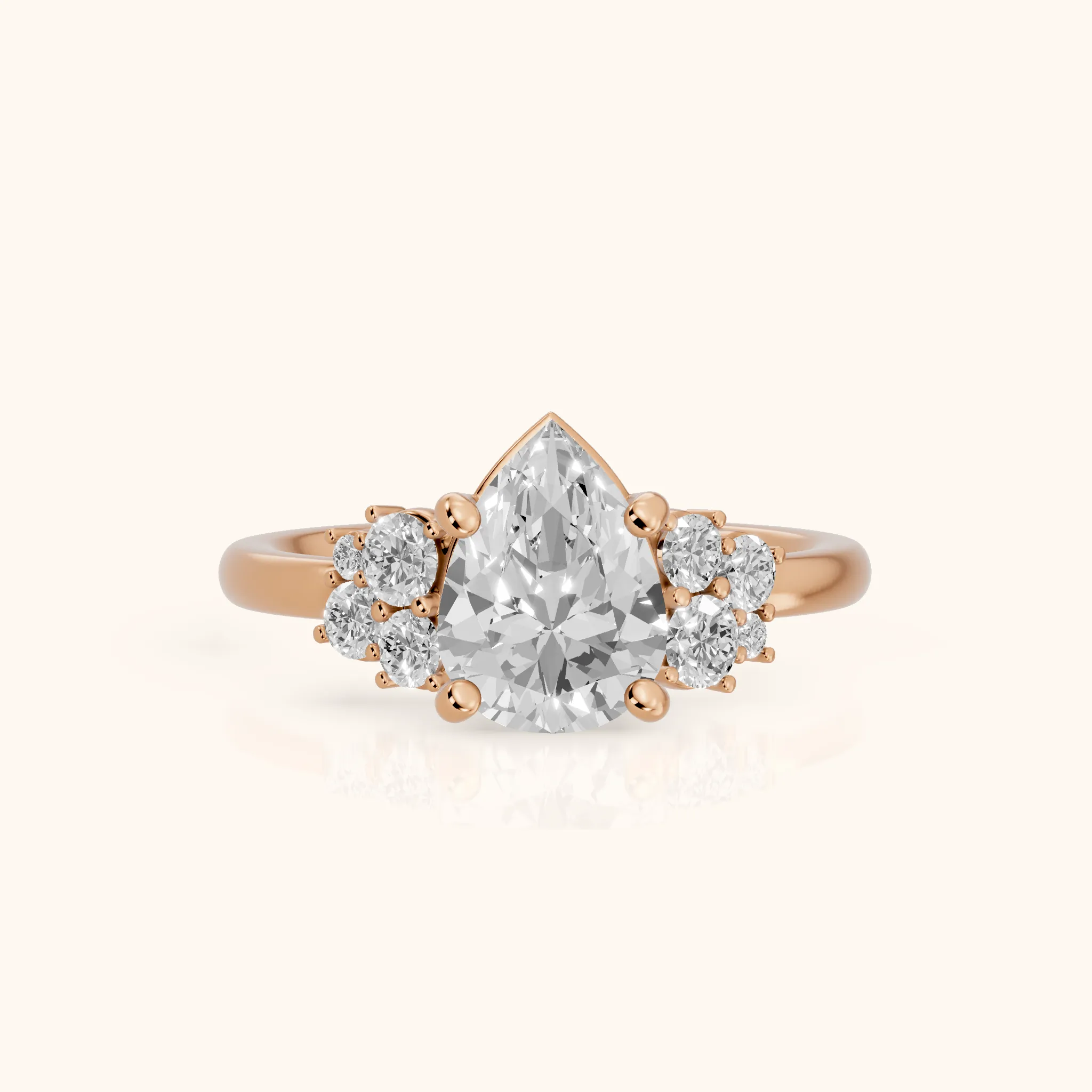Hannah Cluster Pear Diamond Engagement Ring in Rose Gold — view 1
