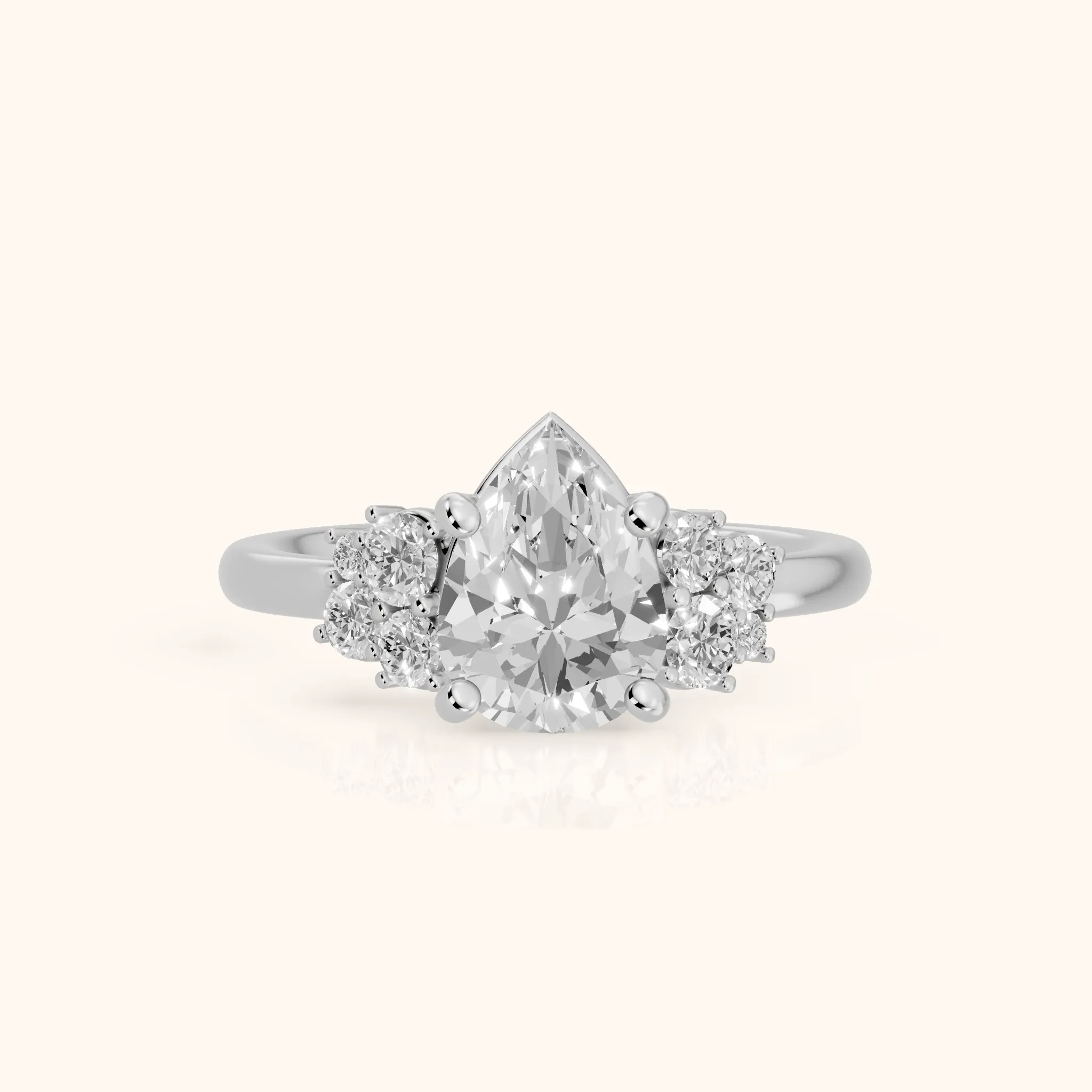 Hannah Cluster Pear Diamond Engagement Ring in Silver — view 1