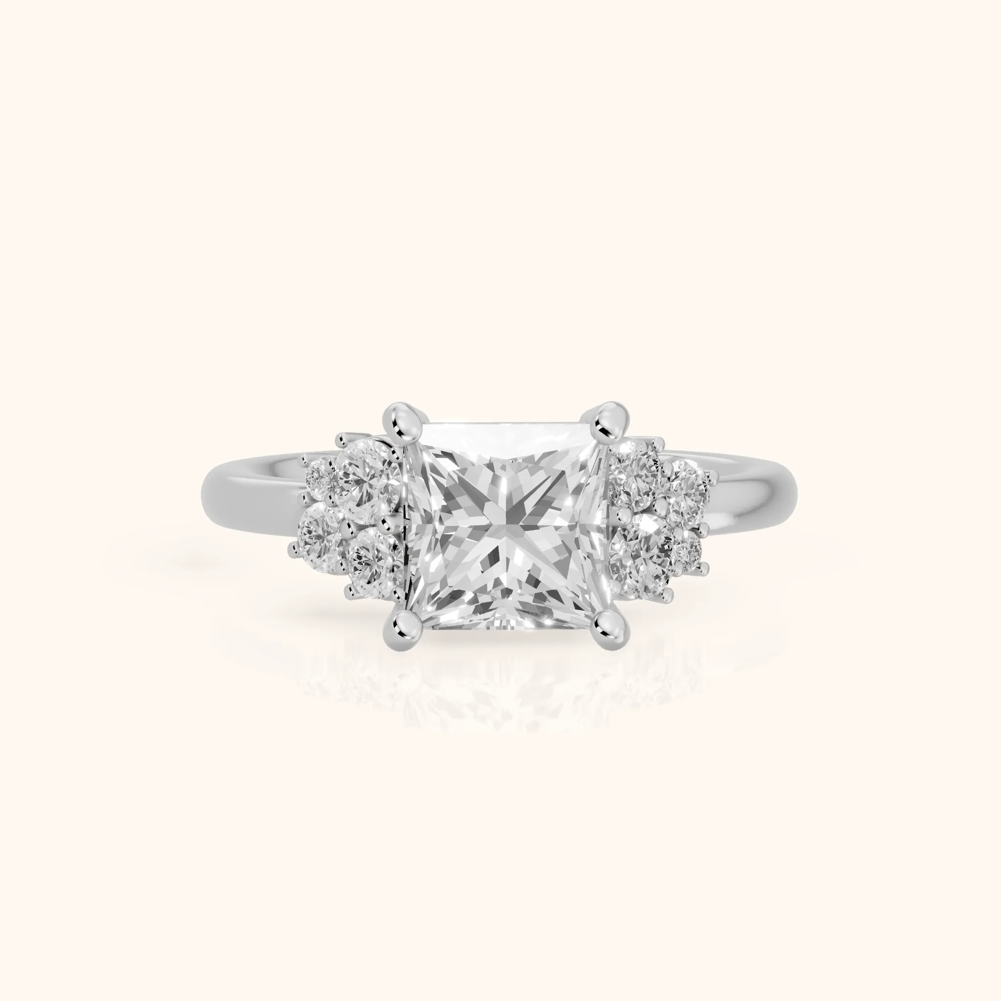 Hannah Cluster Princess Diamond Engagement Ring in Platinum — view 1