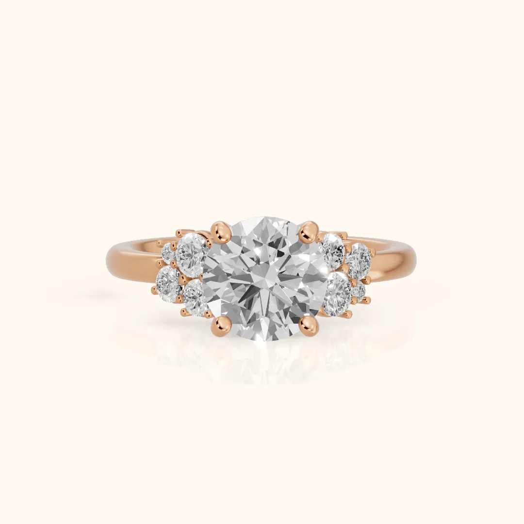 Hannah Cluster Round Diamond Engagement Ring in Rose Gold — view 2