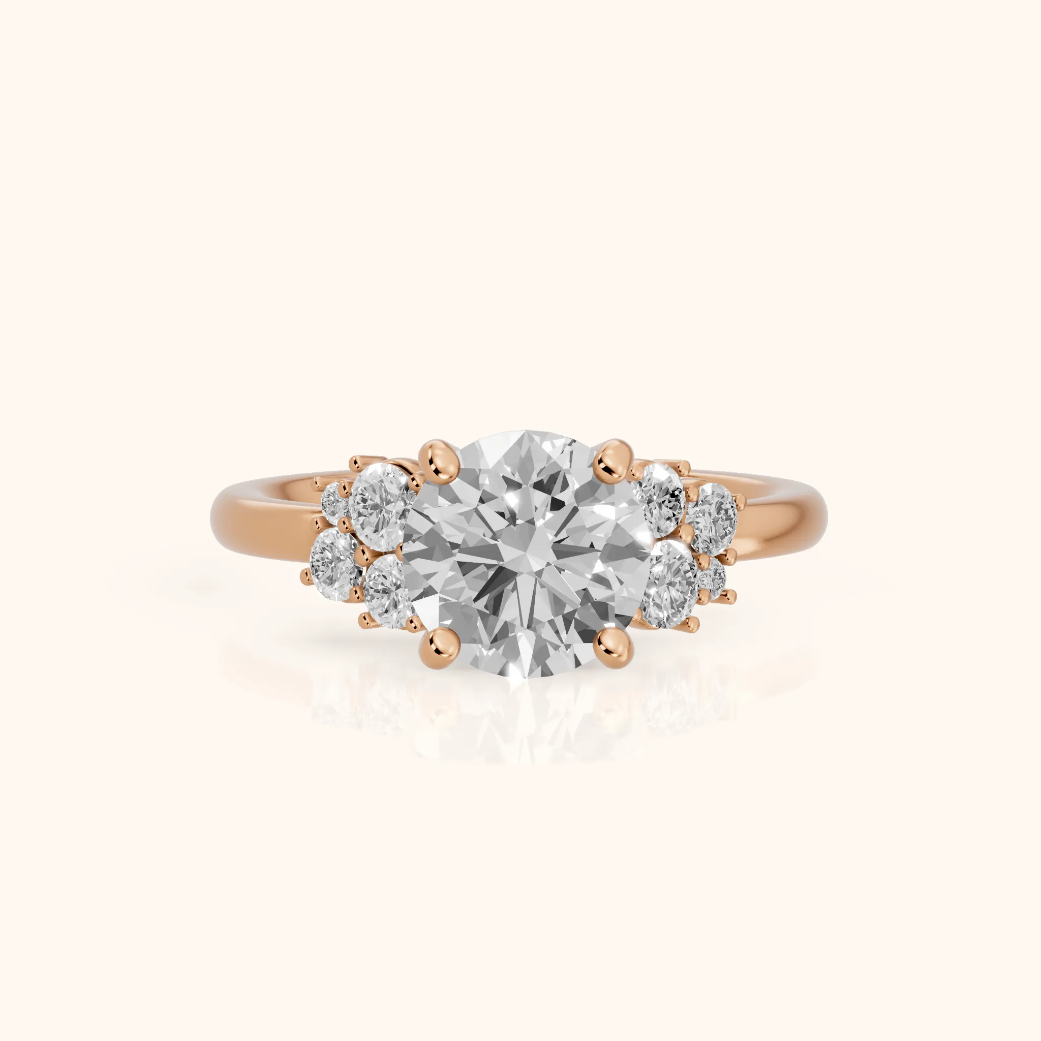 Hannah Cluster Round Diamond Engagement Ring in Rose Gold — view 1