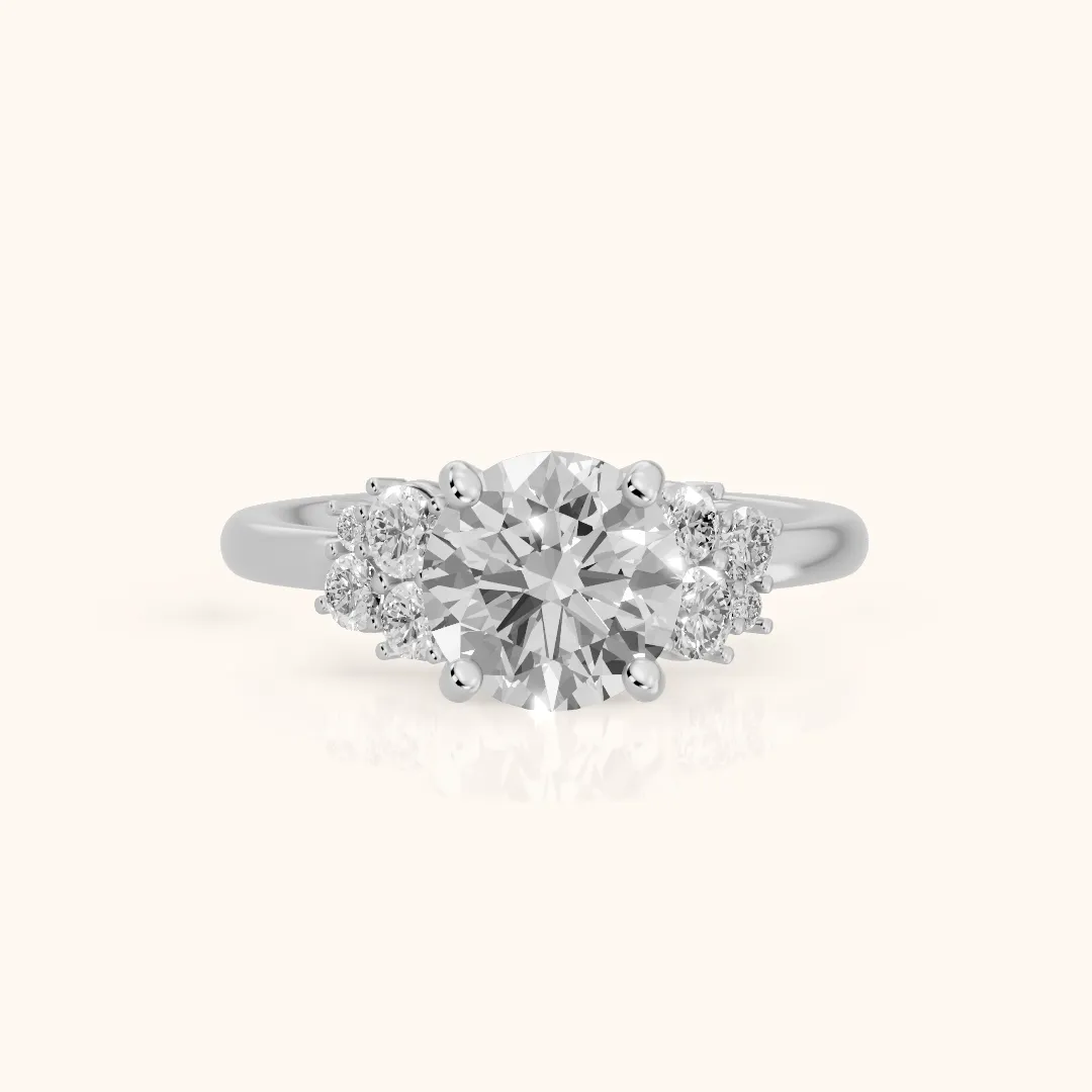 Hannah Cluster Round Diamond Engagement Ring in Silver — view 2