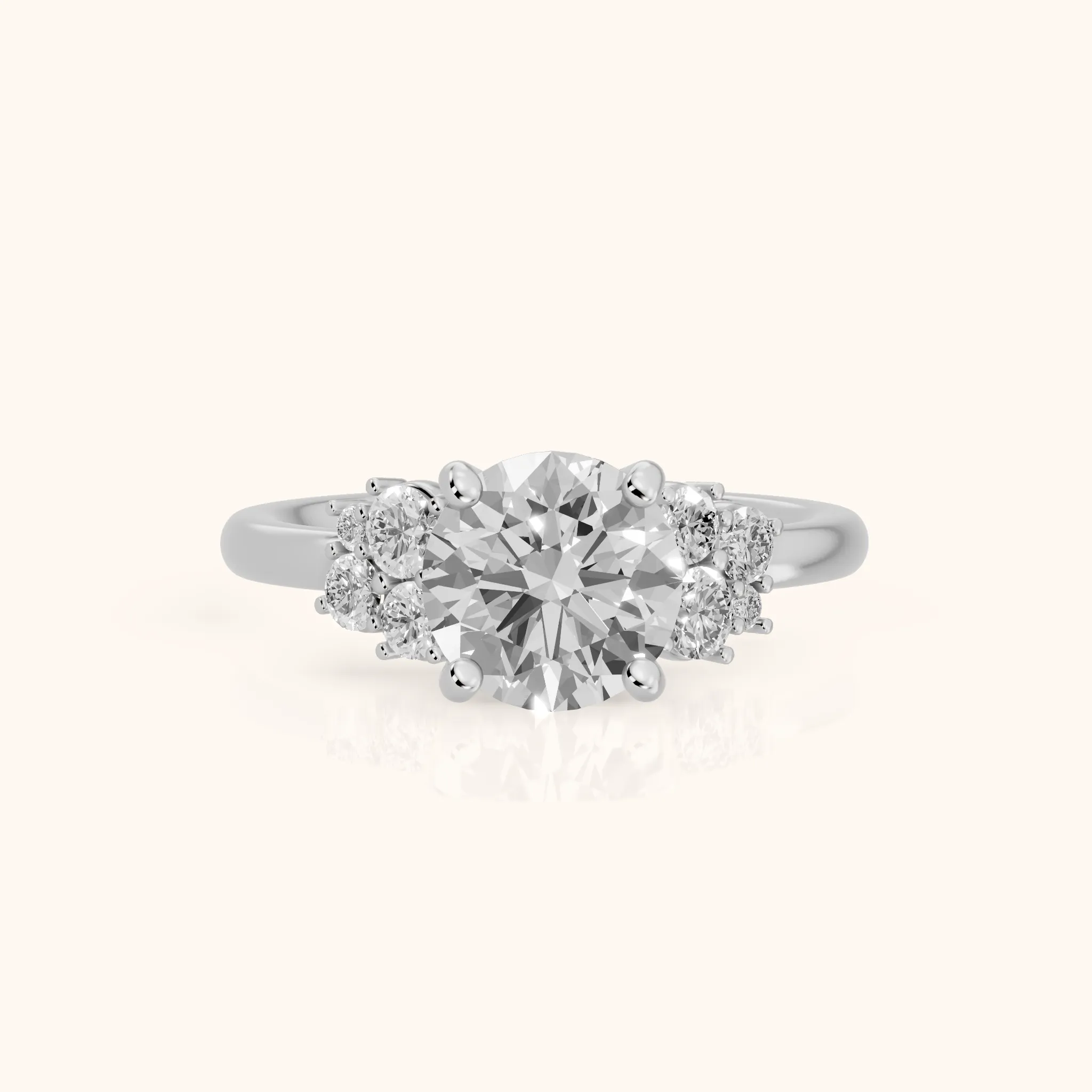 Hannah Cluster Round Diamond Engagement Ring in Silver — view 1