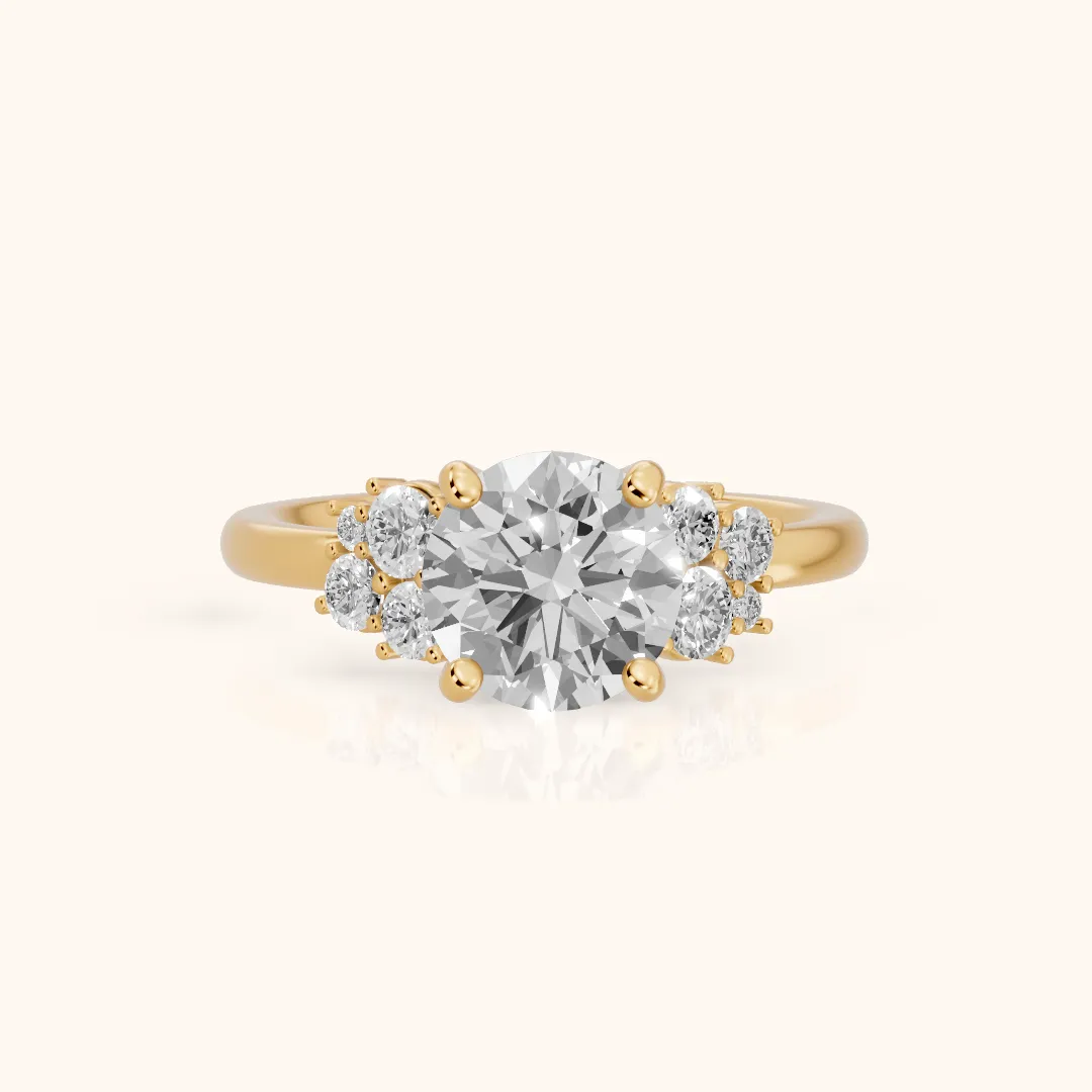 Hannah Cluster Round Diamond Engagement Ring in Yellow Gold — view 2