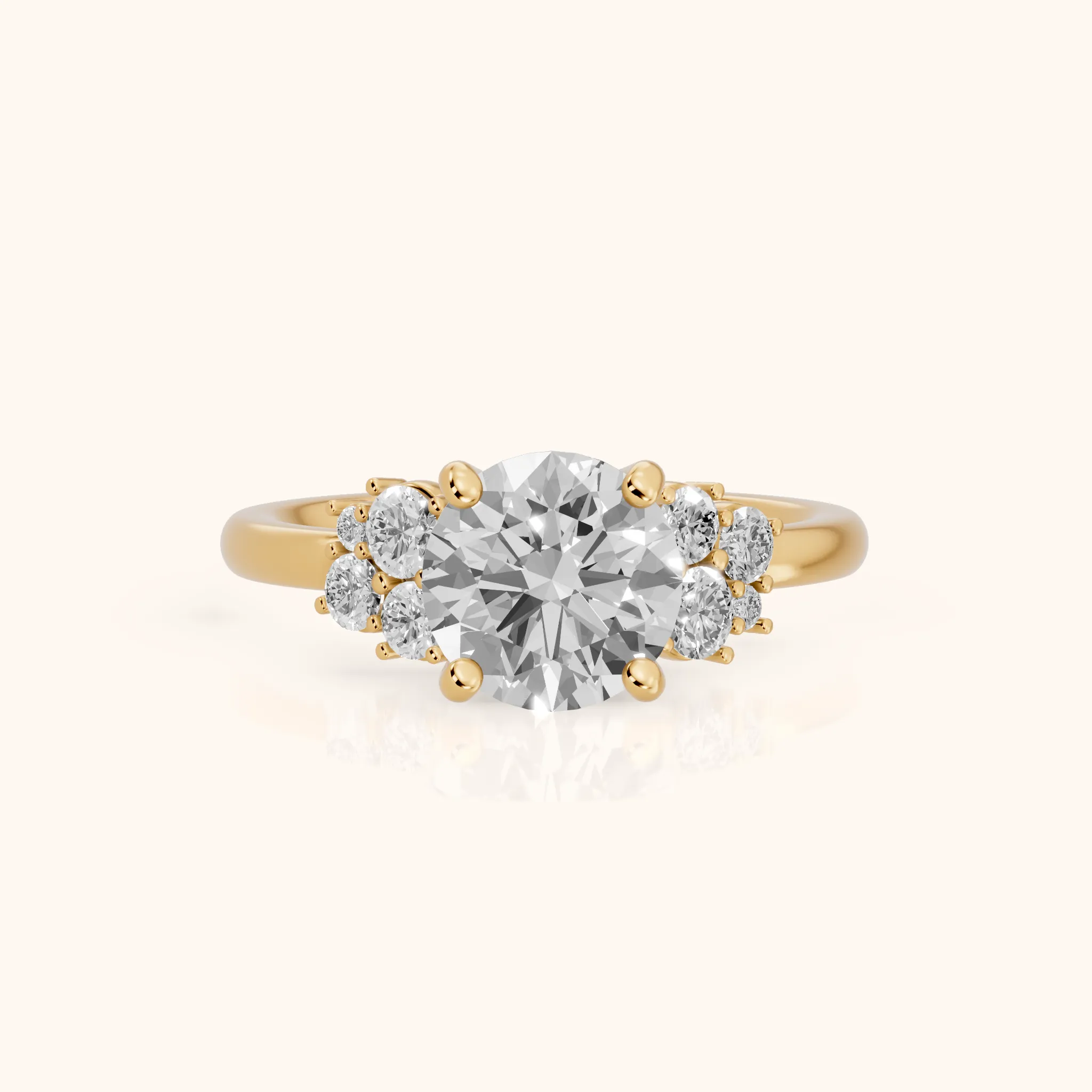 Hannah Cluster Round Diamond Engagement Ring in Yellow Gold — view 1