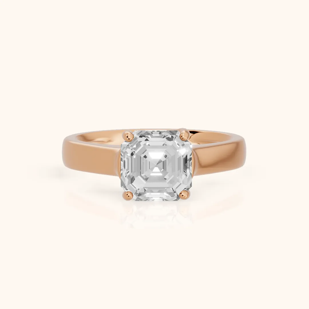 Heather Solitaire Cathedral Asscher Diamond Engagement Ring in Rose Gold — view 2