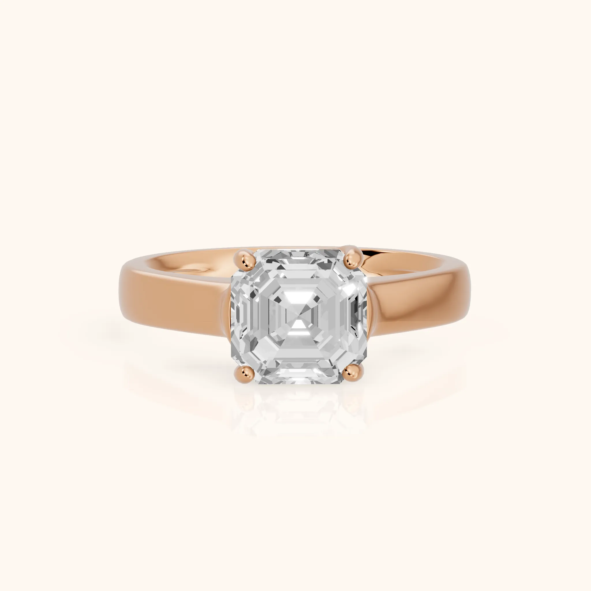 Heather Solitaire Cathedral Asscher Diamond Engagement Ring in Rose Gold — view 1