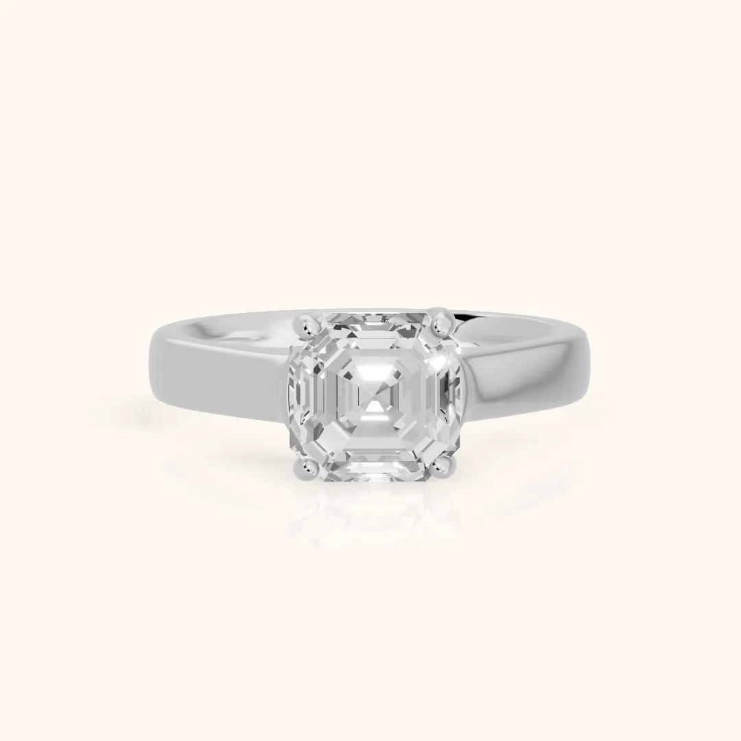 Heather Solitaire Cathedral Asscher Diamond Engagement Ring in White Gold — view 2