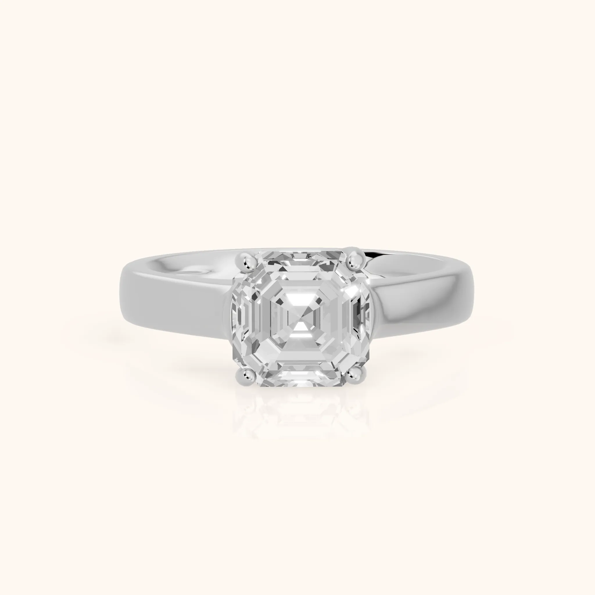 Heather Solitaire Cathedral Asscher Diamond Engagement Ring in White Gold — view 1
