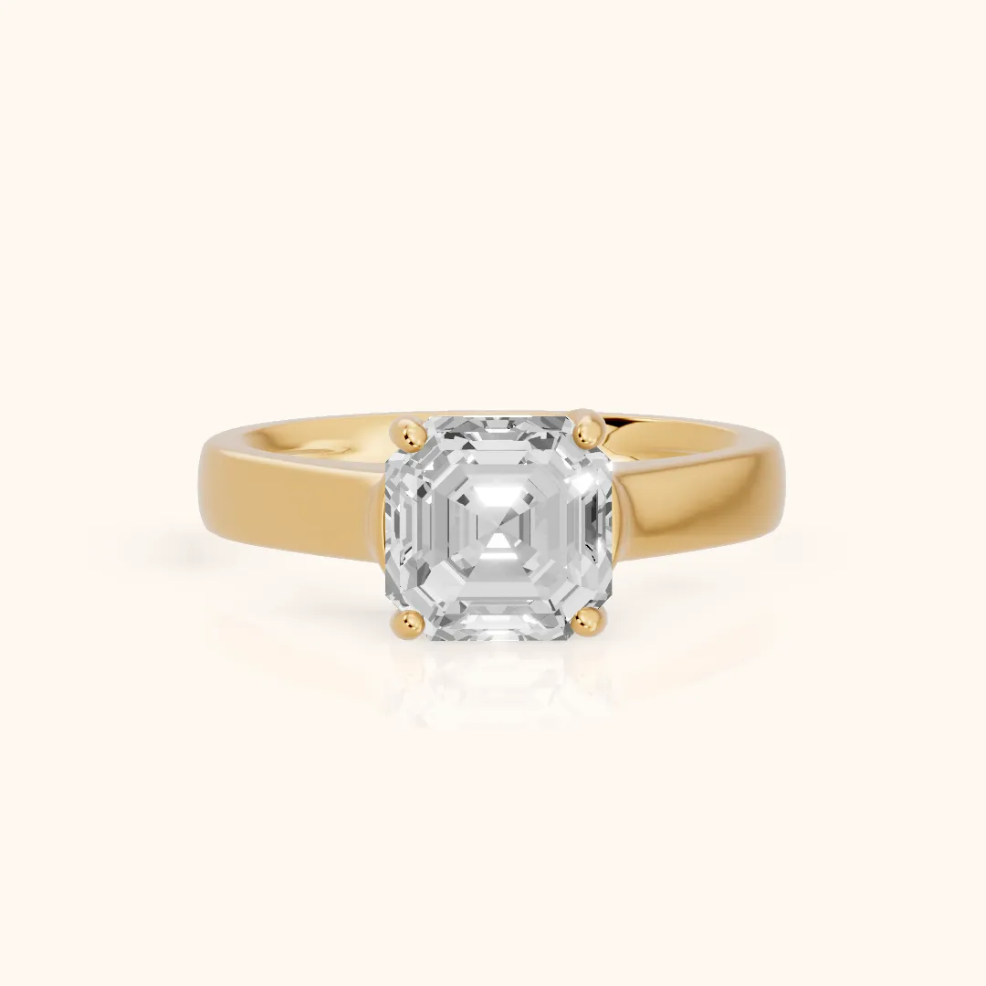 Heather Solitaire Cathedral Asscher Diamond Engagement Ring in Yellow Gold — view 2