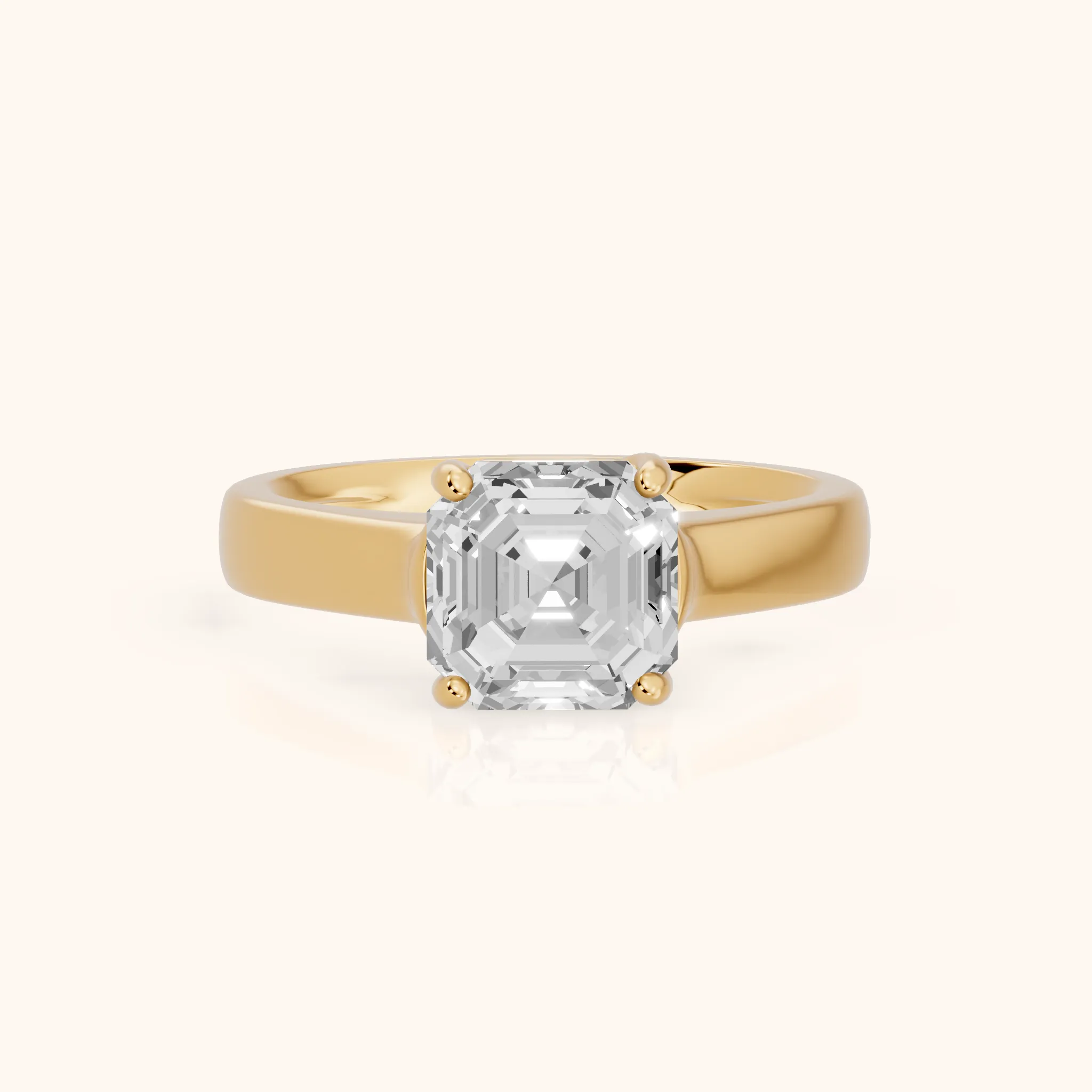 Heather Solitaire Cathedral Asscher Diamond Engagement Ring in Yellow Gold — view 1