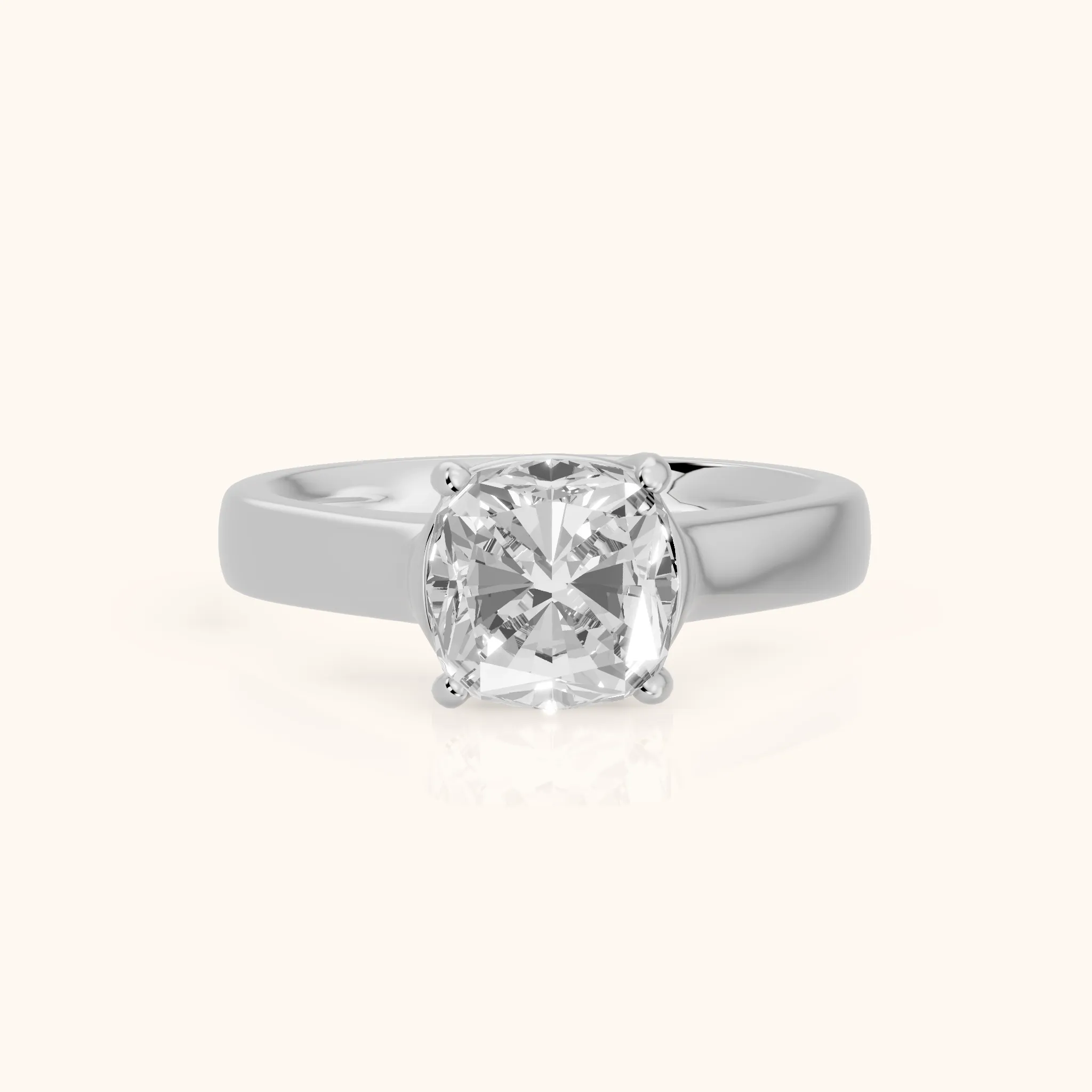 Heather Solitaire Cathedral Cushion Diamond Engagement Ring in Silver — view 1