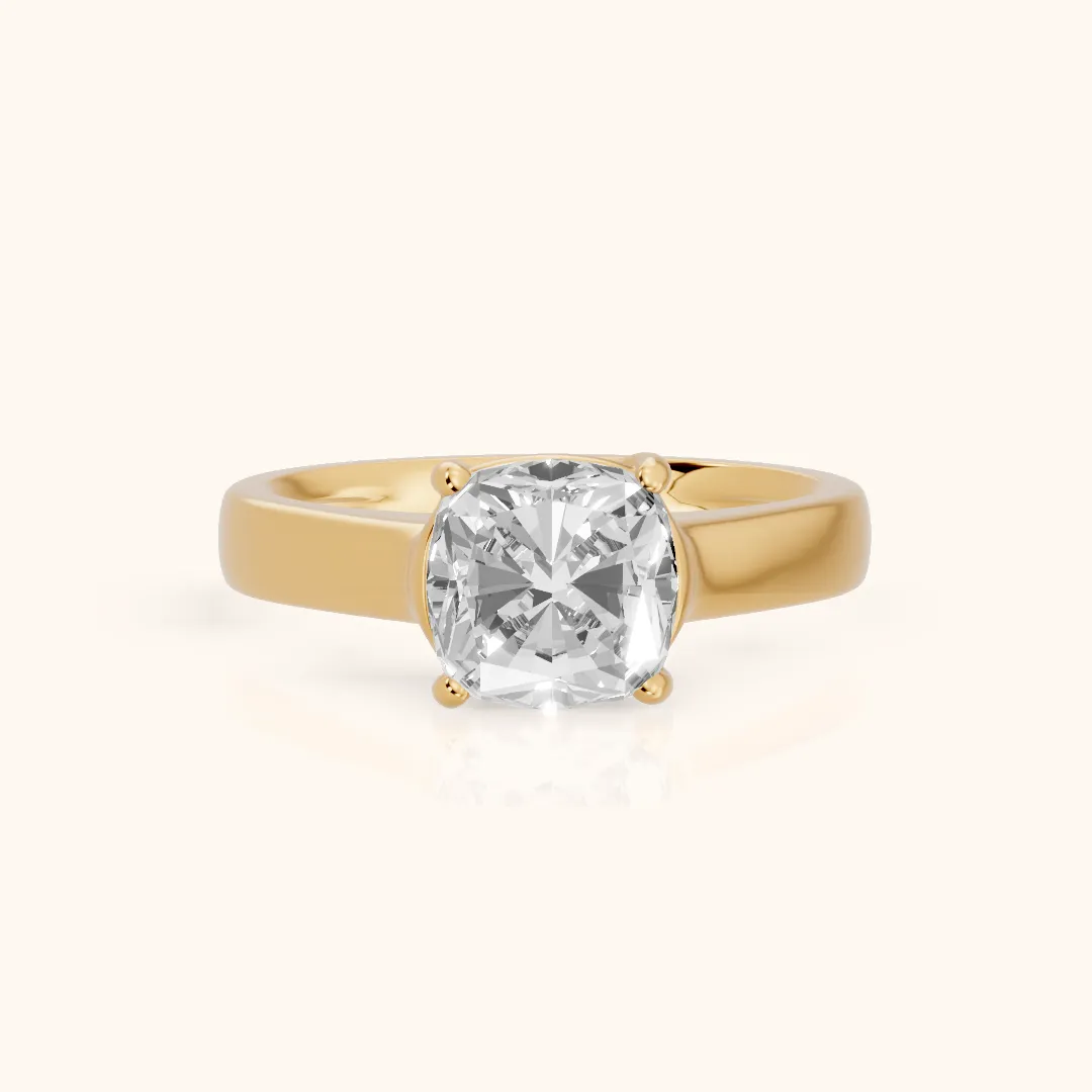 Heather Solitaire Cathedral Cushion Diamond Engagement Ring in Yellow Gold — view 2