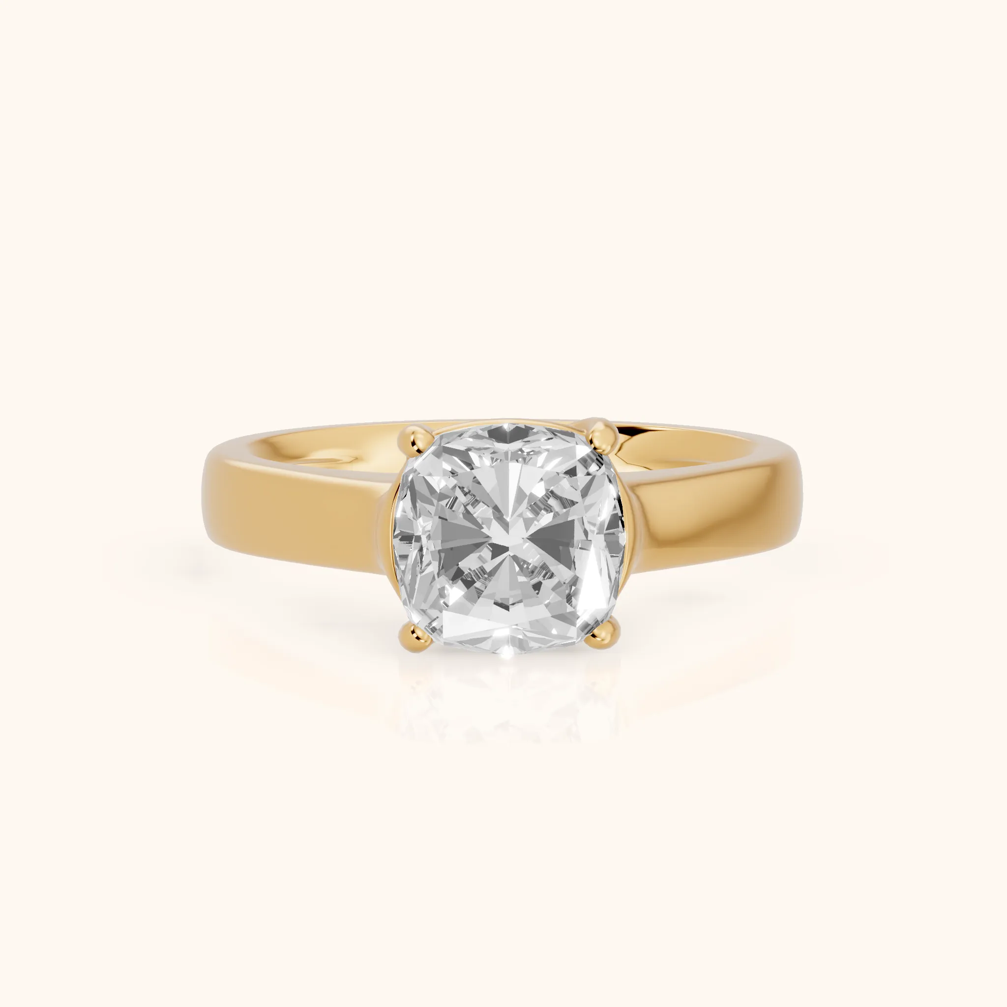 Heather Solitaire Cathedral Cushion Diamond Engagement Ring in Yellow Gold — view 1