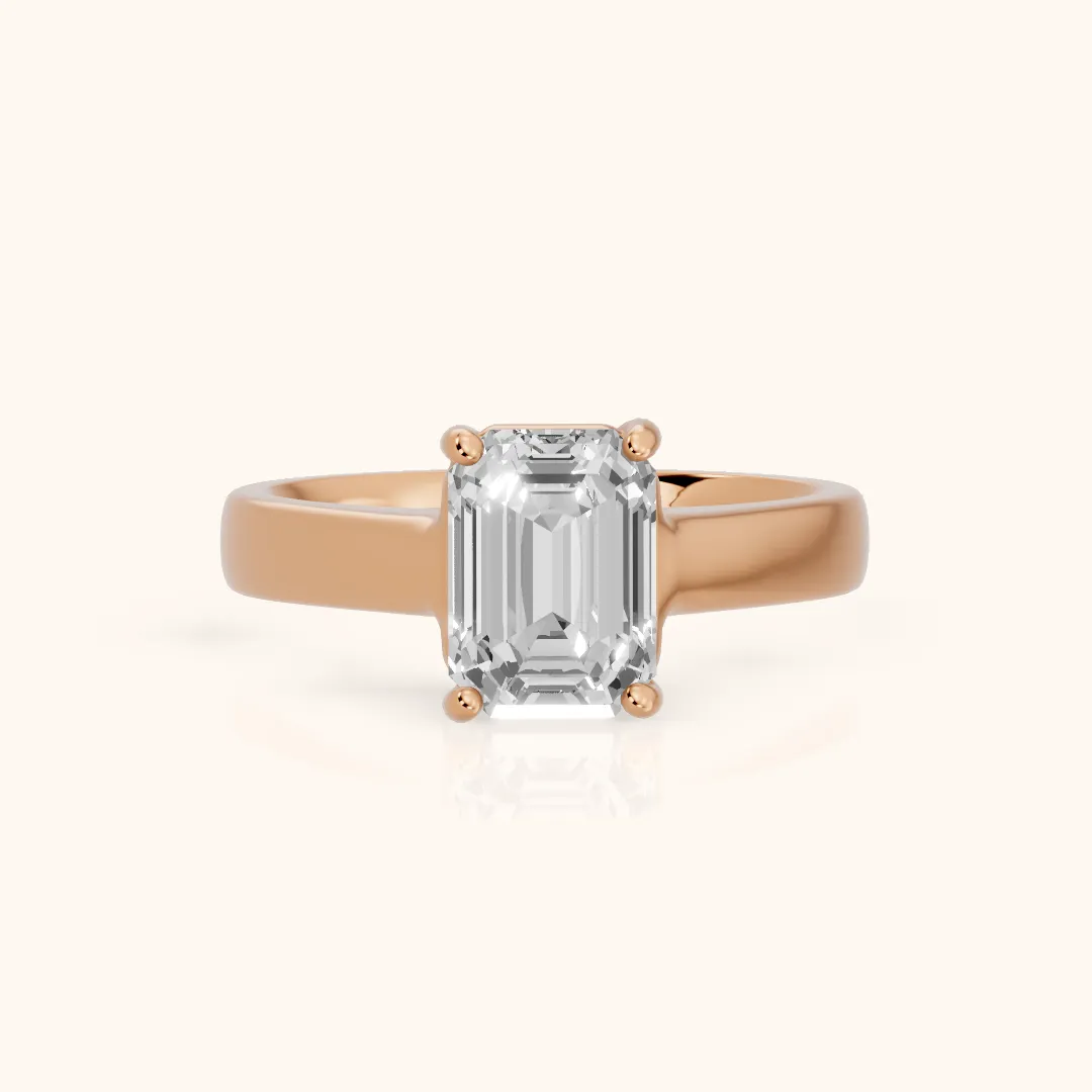 Heather Solitaire Cathedral Emerald Diamond Engagement Ring in Rose Gold — view 2