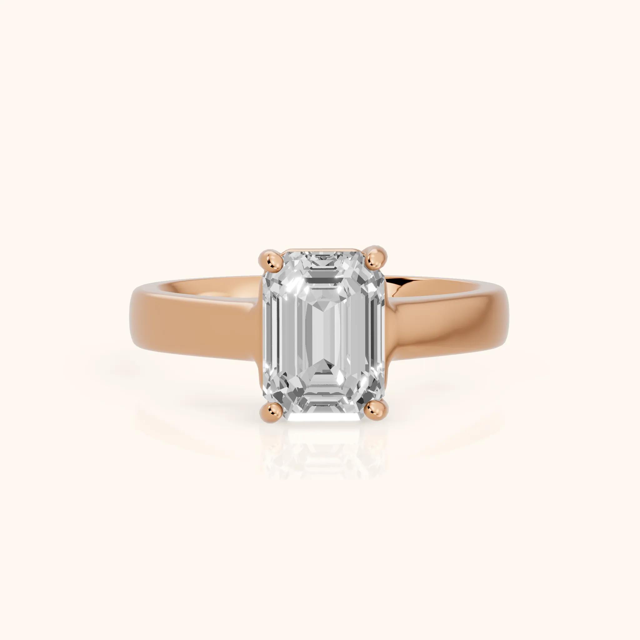 Heather Solitaire Cathedral Emerald Diamond Engagement Ring in Rose Gold — view 1