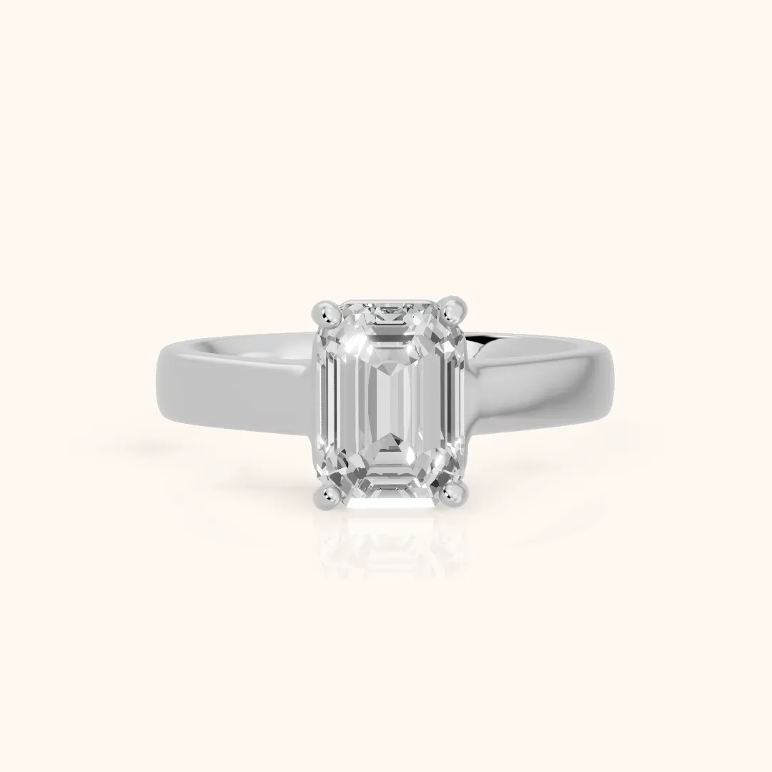 Heather Solitaire Cathedral Emerald Diamond Engagement Ring in White Gold — view 2