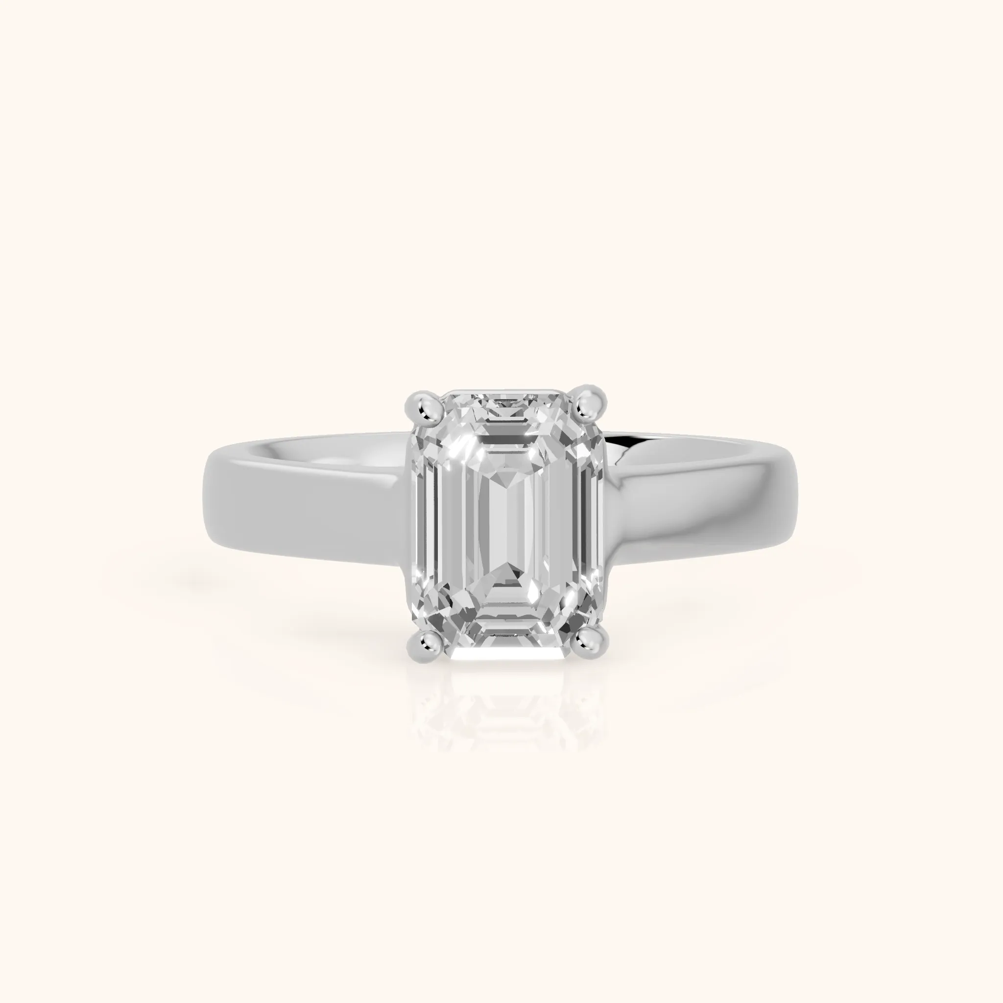 Heather Solitaire Cathedral Emerald Diamond Engagement Ring in White Gold — view 1