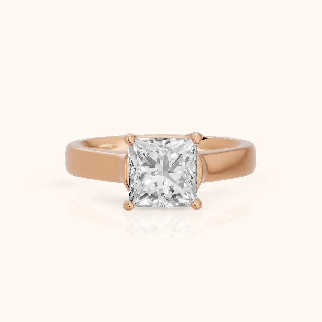 Heather Solitaire Cathedral Princess Diamond Engagement Ring in Rose Gold — view 2