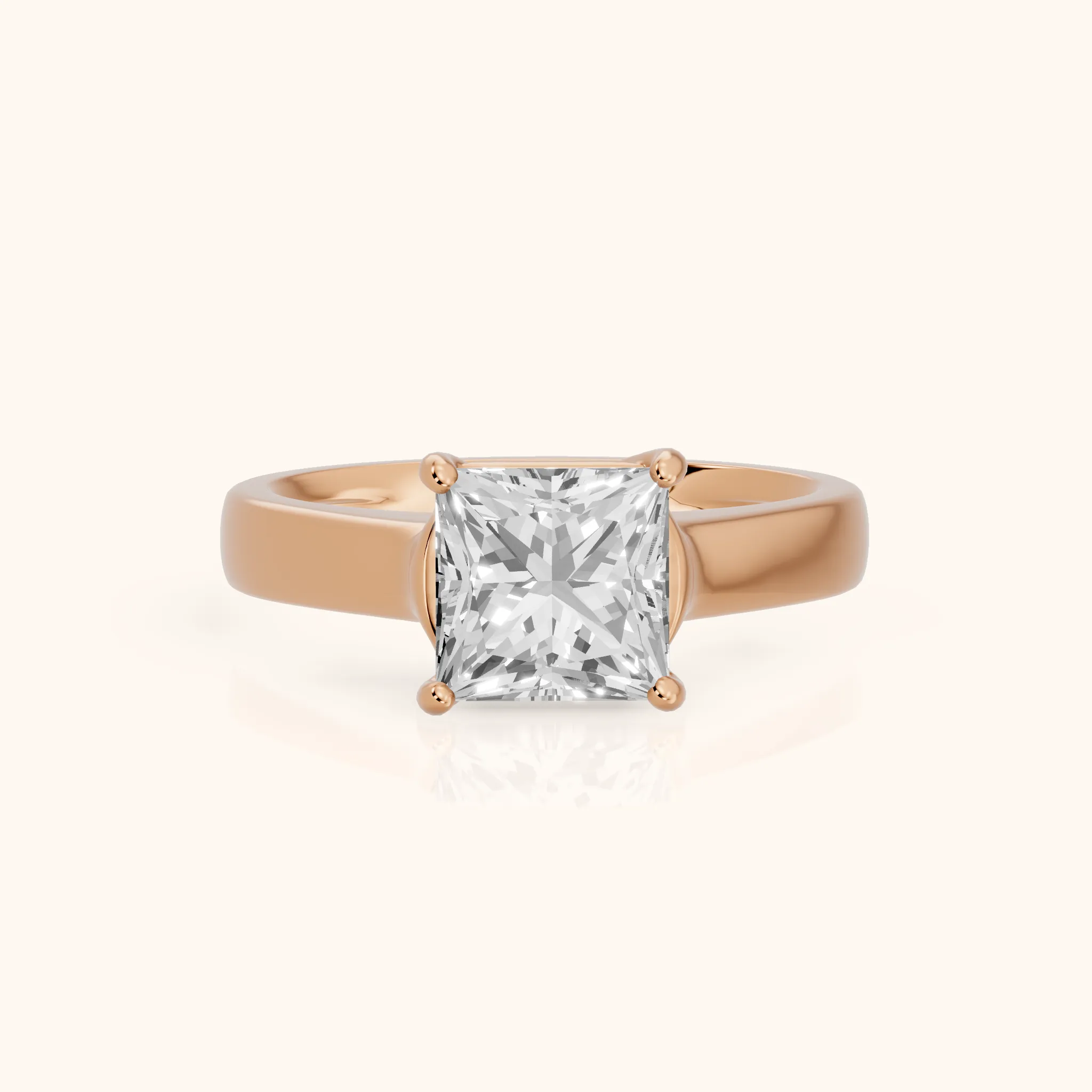 Heather Solitaire Cathedral Princess Diamond Engagement Ring in Rose Gold — view 1