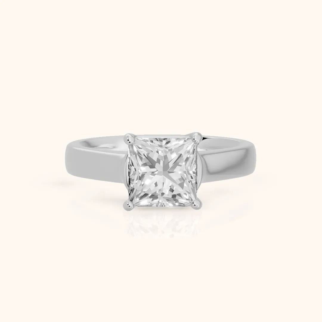 Heather Solitaire Cathedral Princess Diamond Engagement Ring in Platinum — view 2