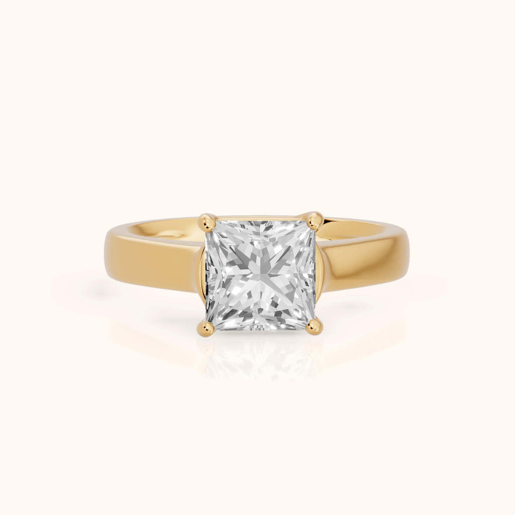 Heather Solitaire Cathedral Princess Diamond Engagement Ring in Yellow Gold — view 1
