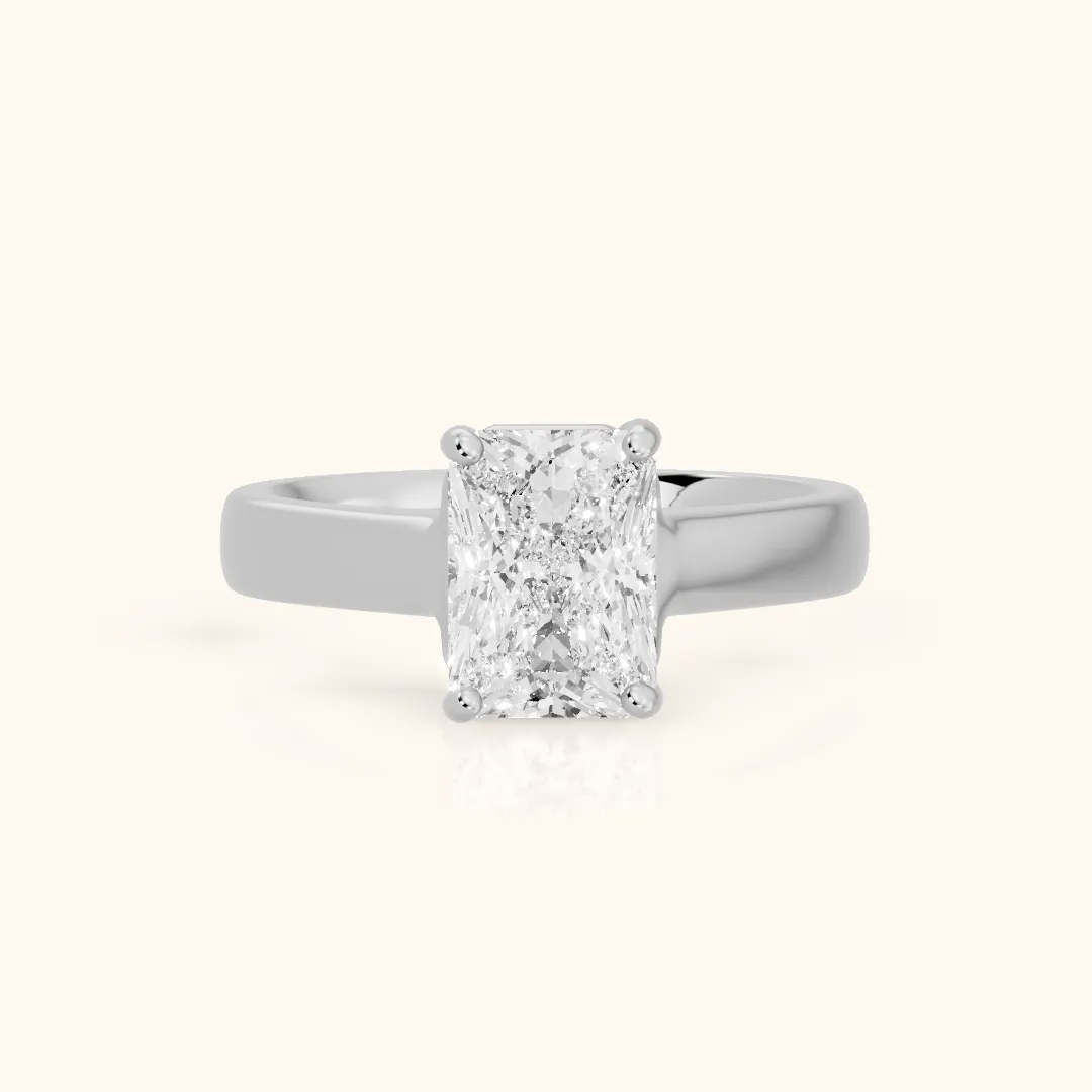 Heather Solitaire Cathedral Radiant Diamond Engagement Ring in White Gold — view 2
