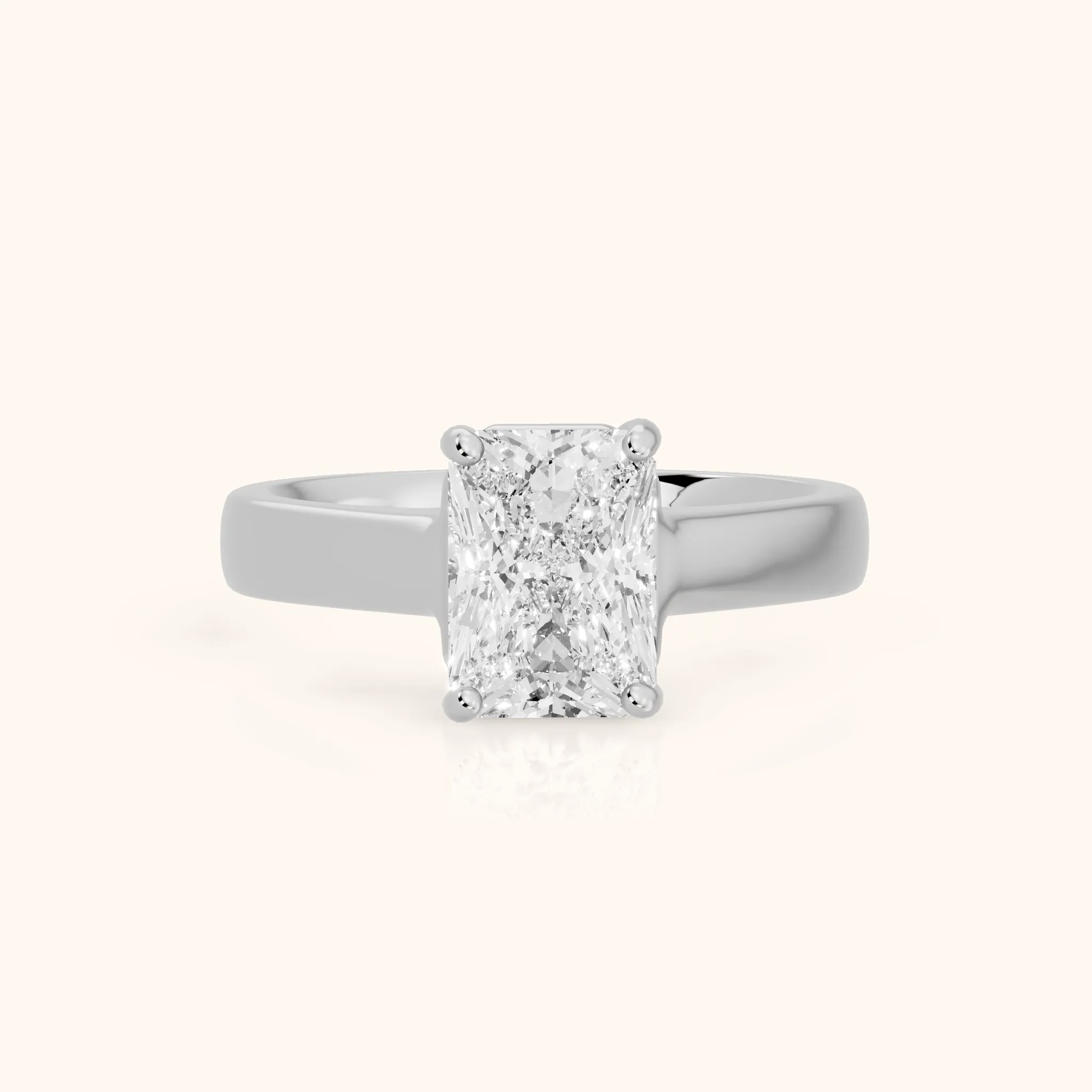 Heather Solitaire Cathedral Radiant Diamond Engagement Ring in White Gold — view 1