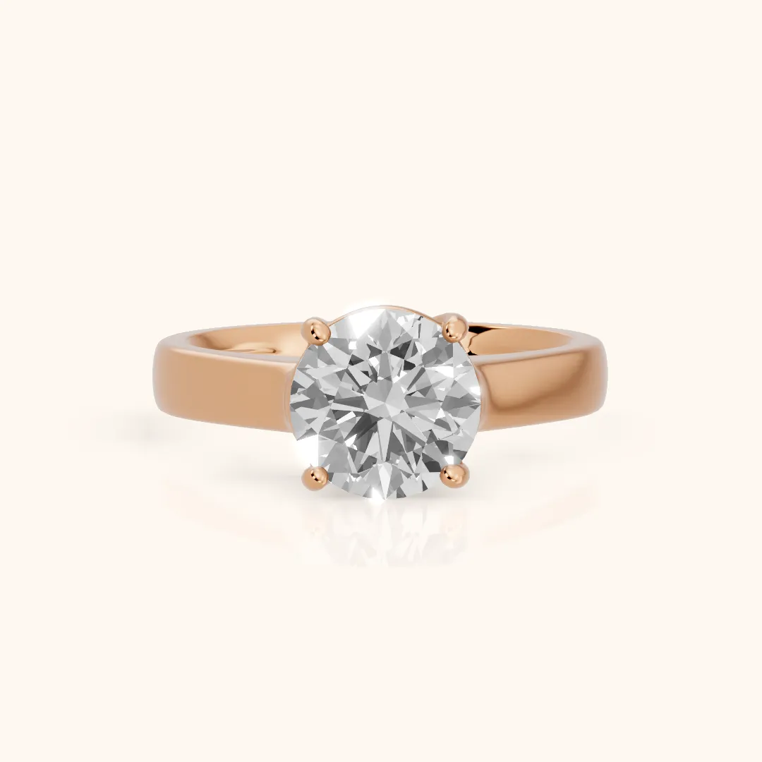 Heather Solitaire Cathedral Round Diamond Engagement Ring in Rose Gold — view 2