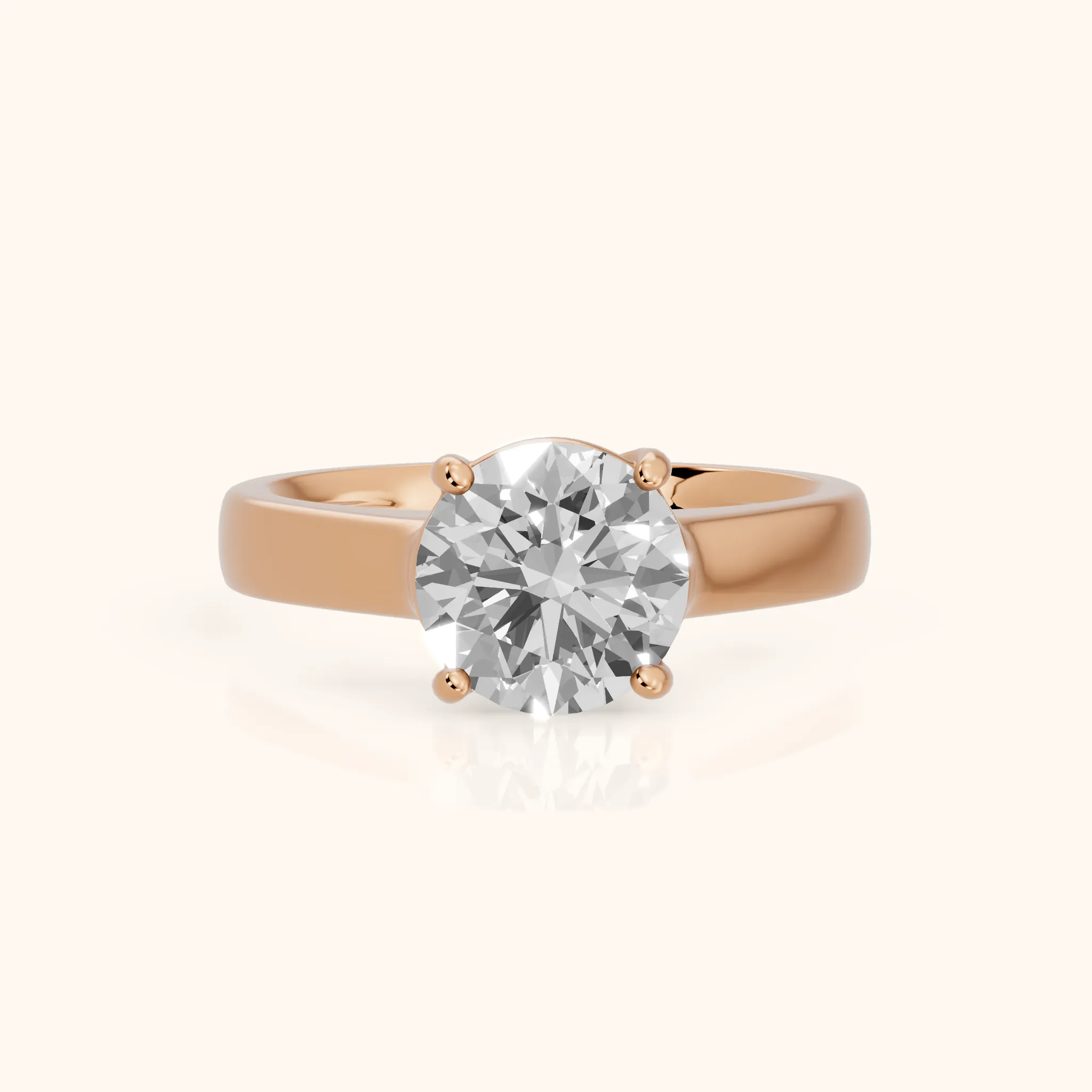 Heather Solitaire Cathedral Round Diamond Engagement Ring in Rose Gold — view 1