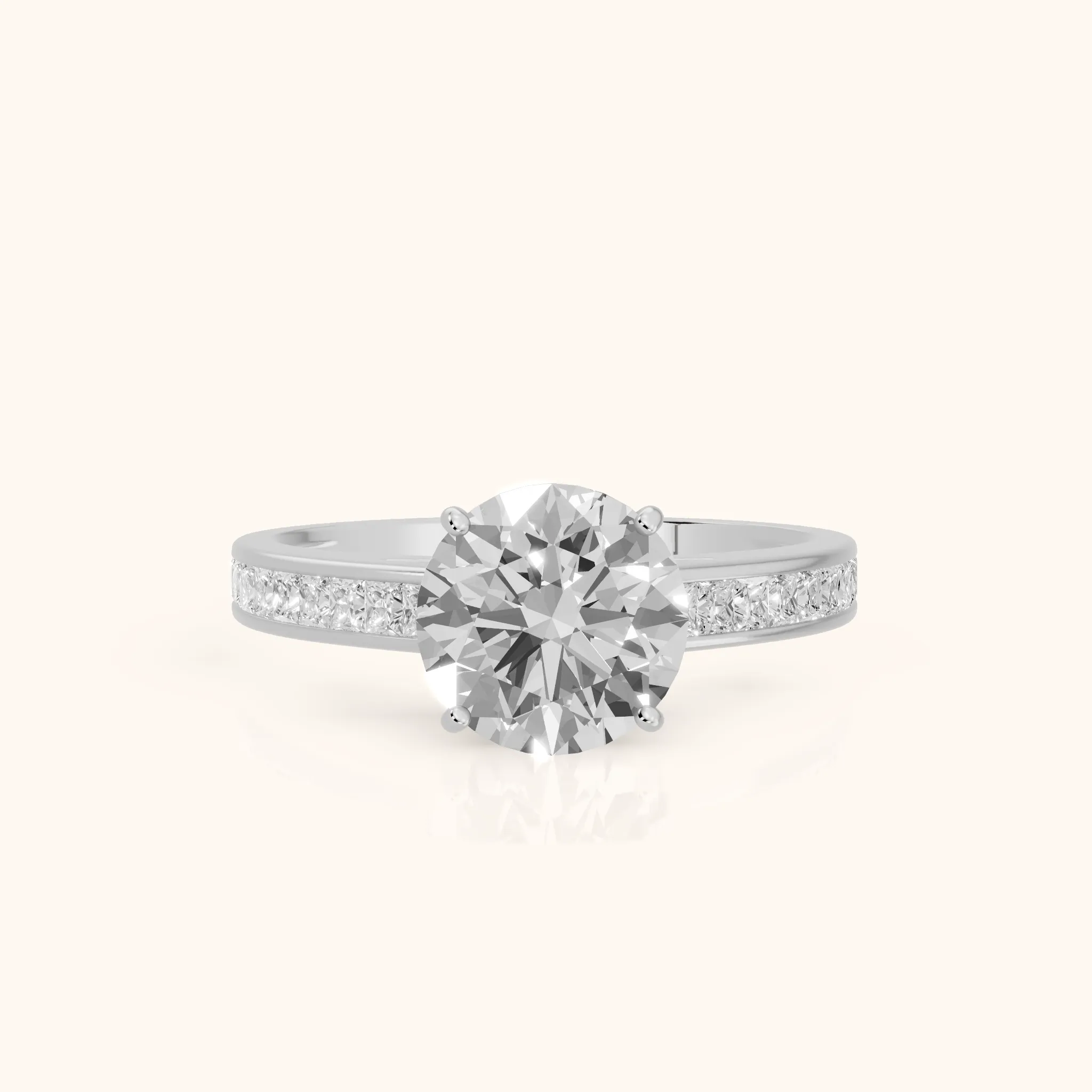 Jane Cathedral Channel Set Round Diamond Engagement Ring in Platinum — view 1