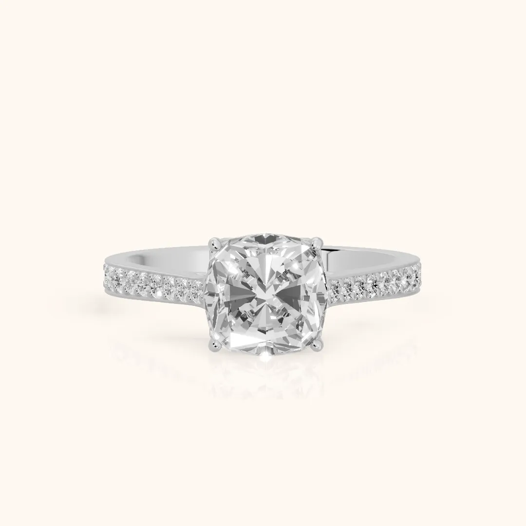 Janie Cathedral Pavé Cushion Diamond Engagement Ring in Platinum — view 2