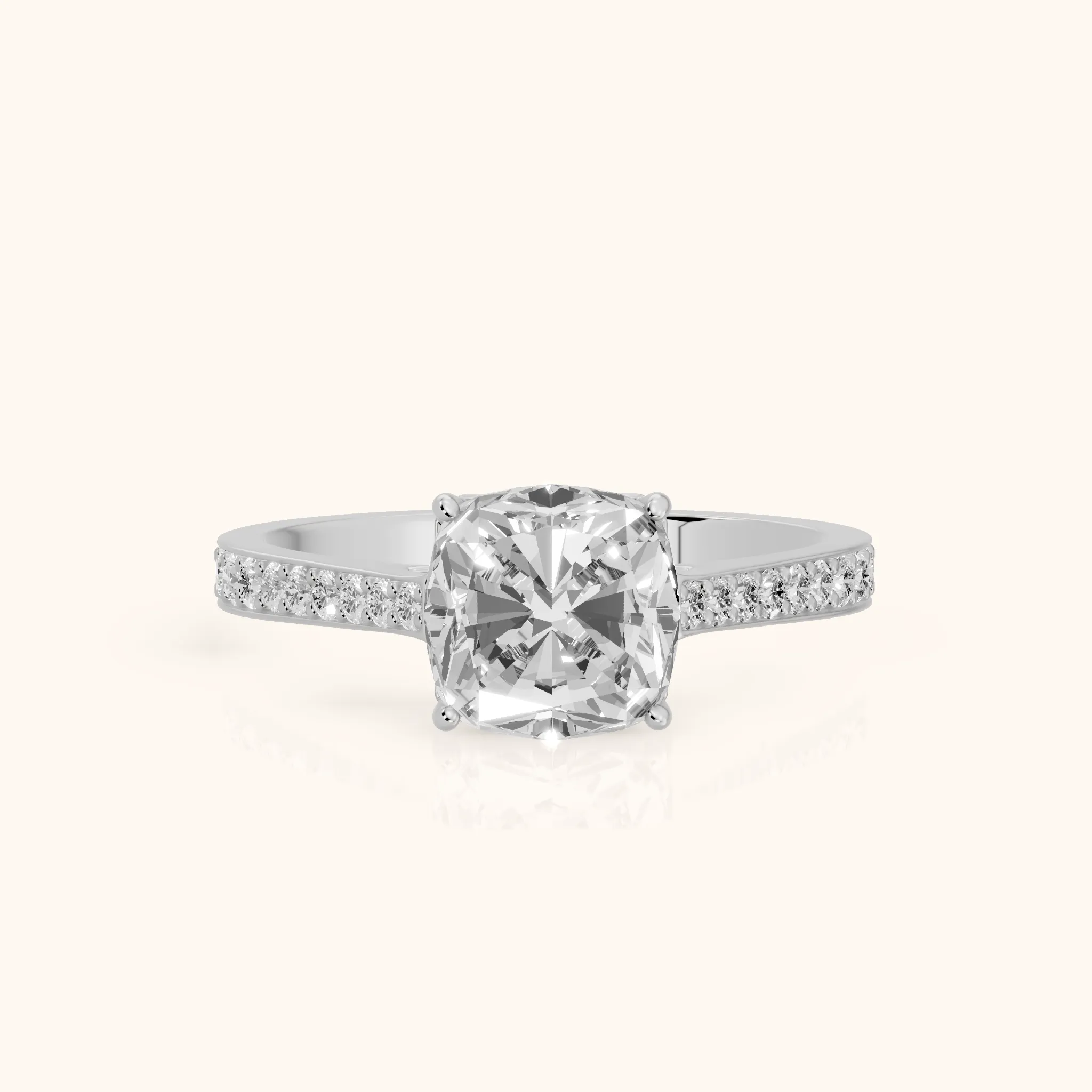 Janie Cathedral Pavé Cushion Diamond Engagement Ring in Platinum — view 1