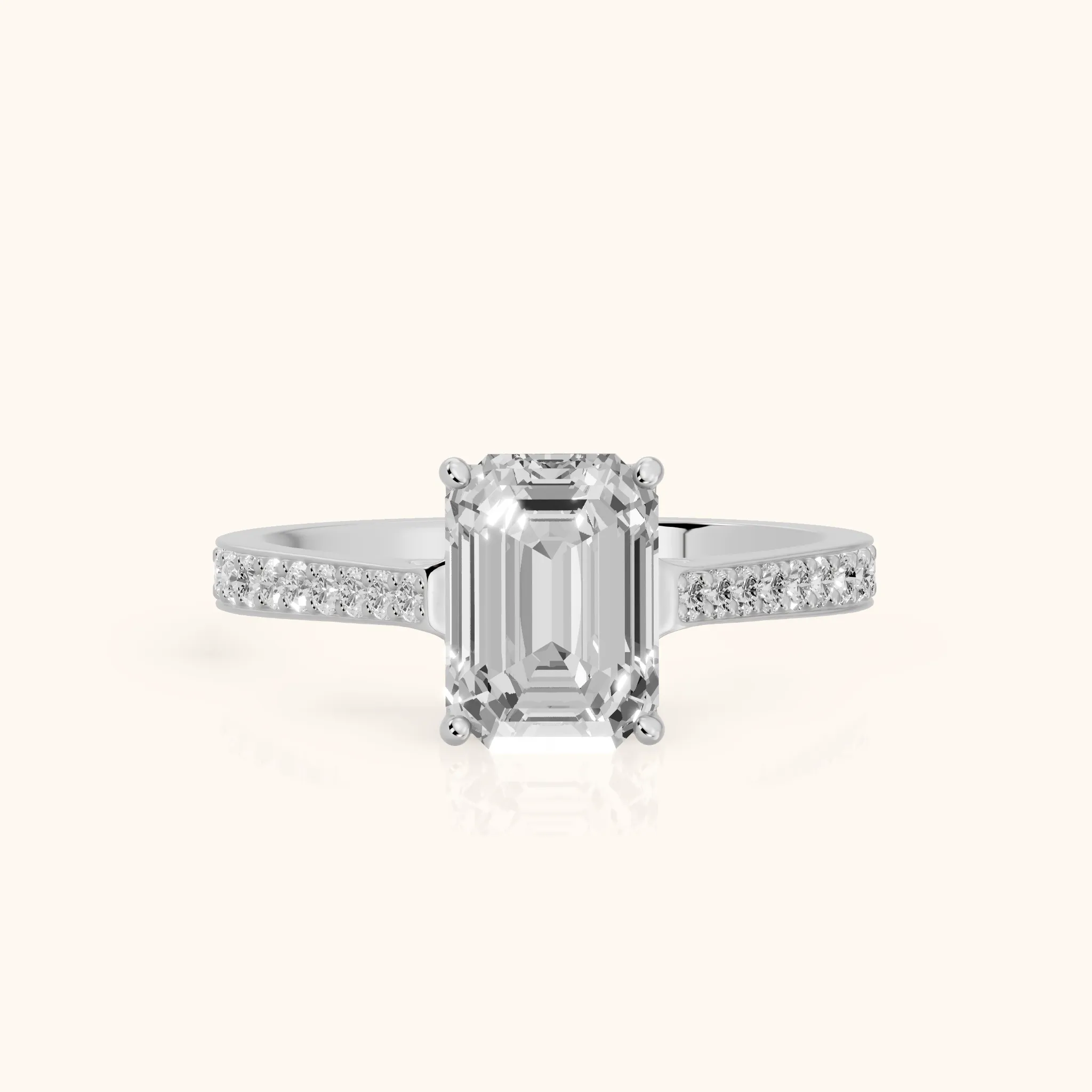 Janie Cathedral Pavé Emerald Diamond Engagement Ring in Platinum — view 1