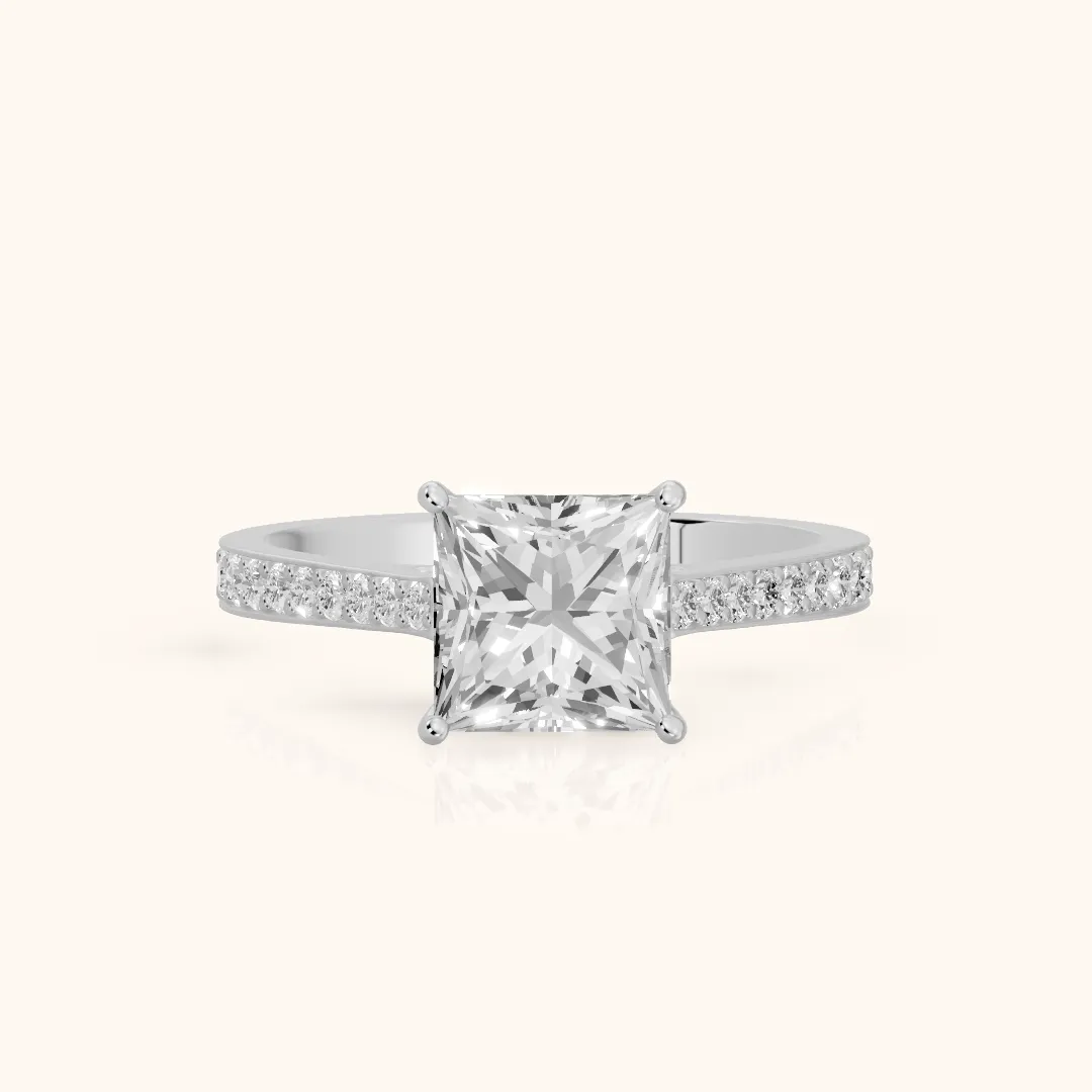 Janie Cathedral Pavé Princess Diamond Engagement Ring in Silver — view 2