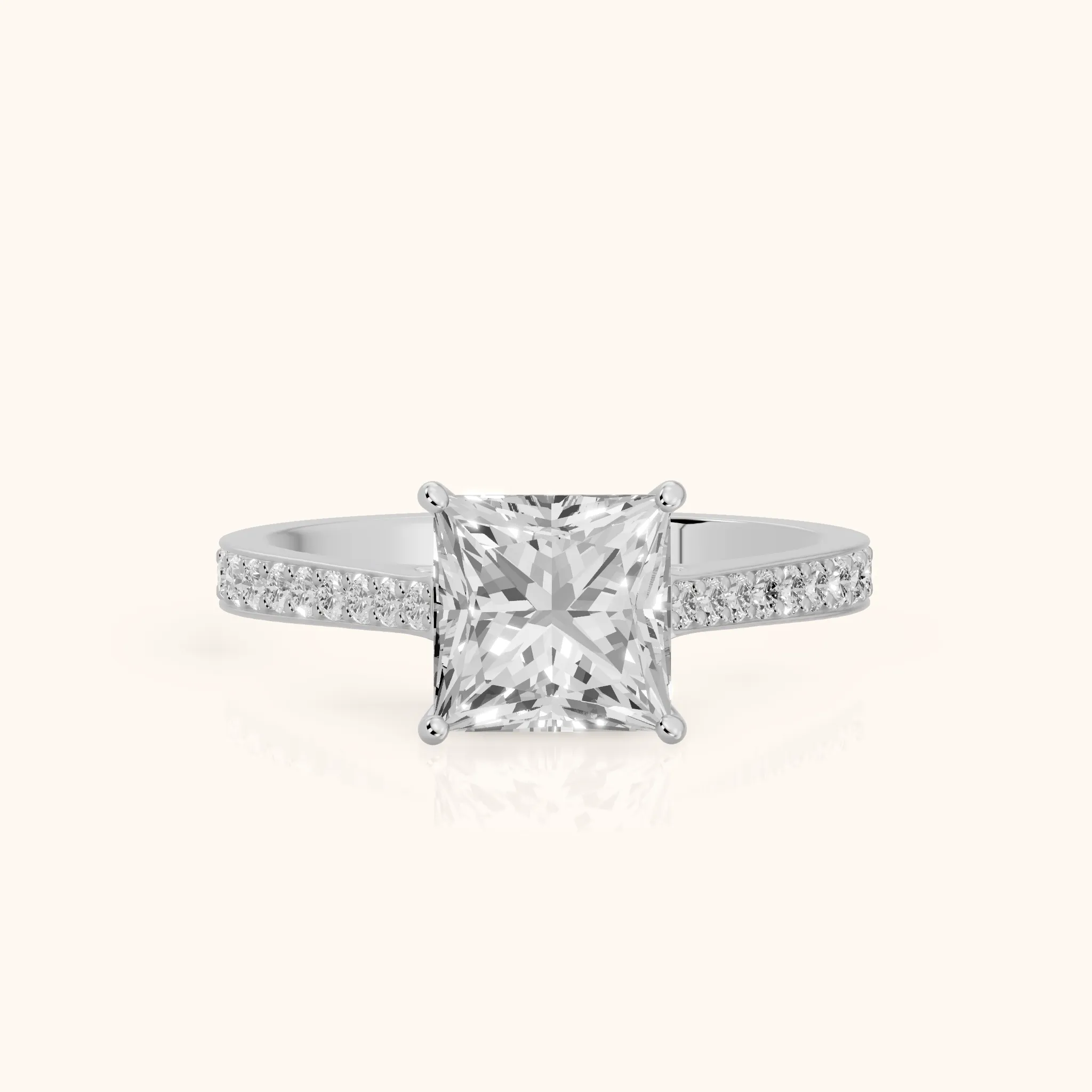 Janie Cathedral Pavé Princess Diamond Engagement Ring in Silver — view 1