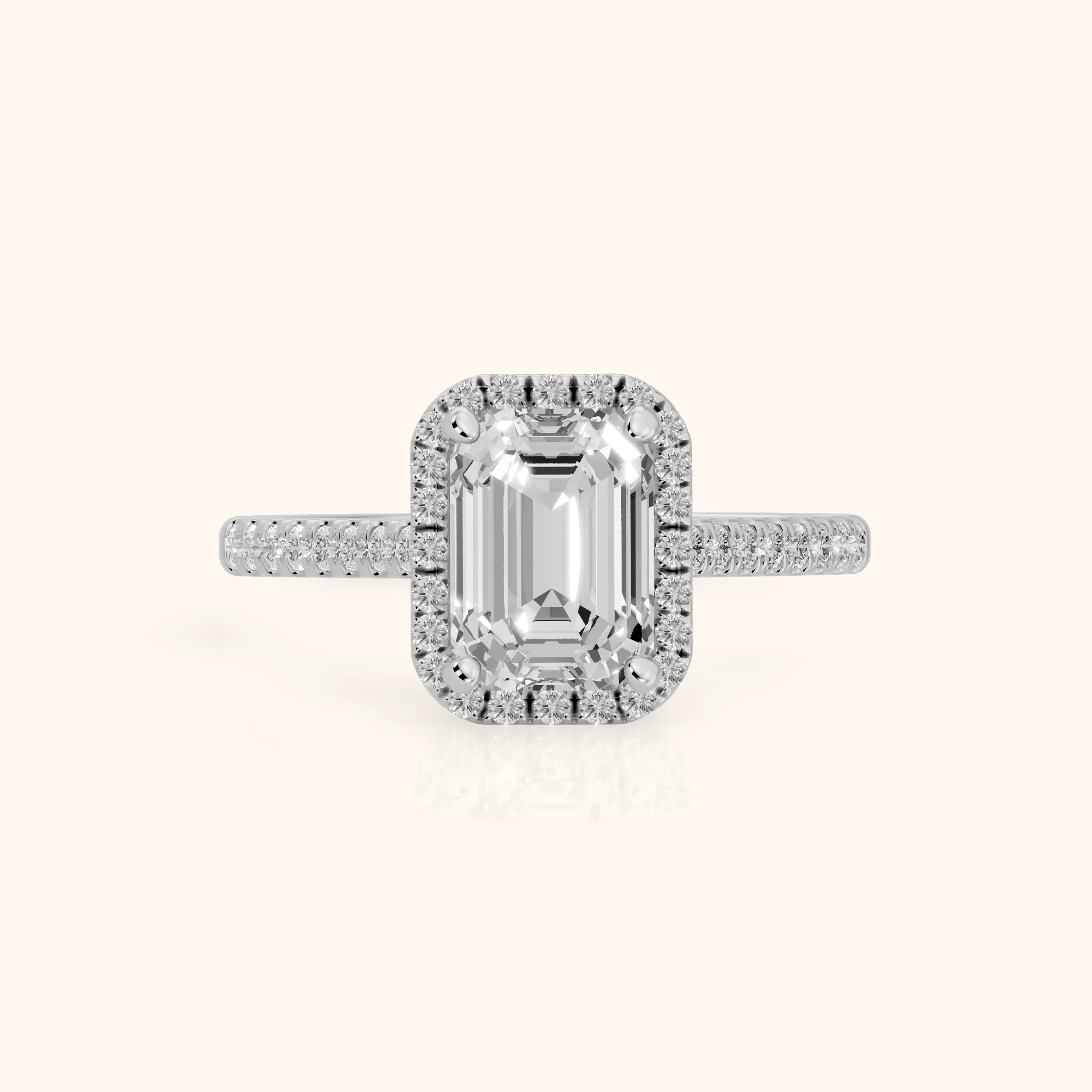 Joy Halo Pavé Emerald Diamond Engagement Ring in Platinum — view 1