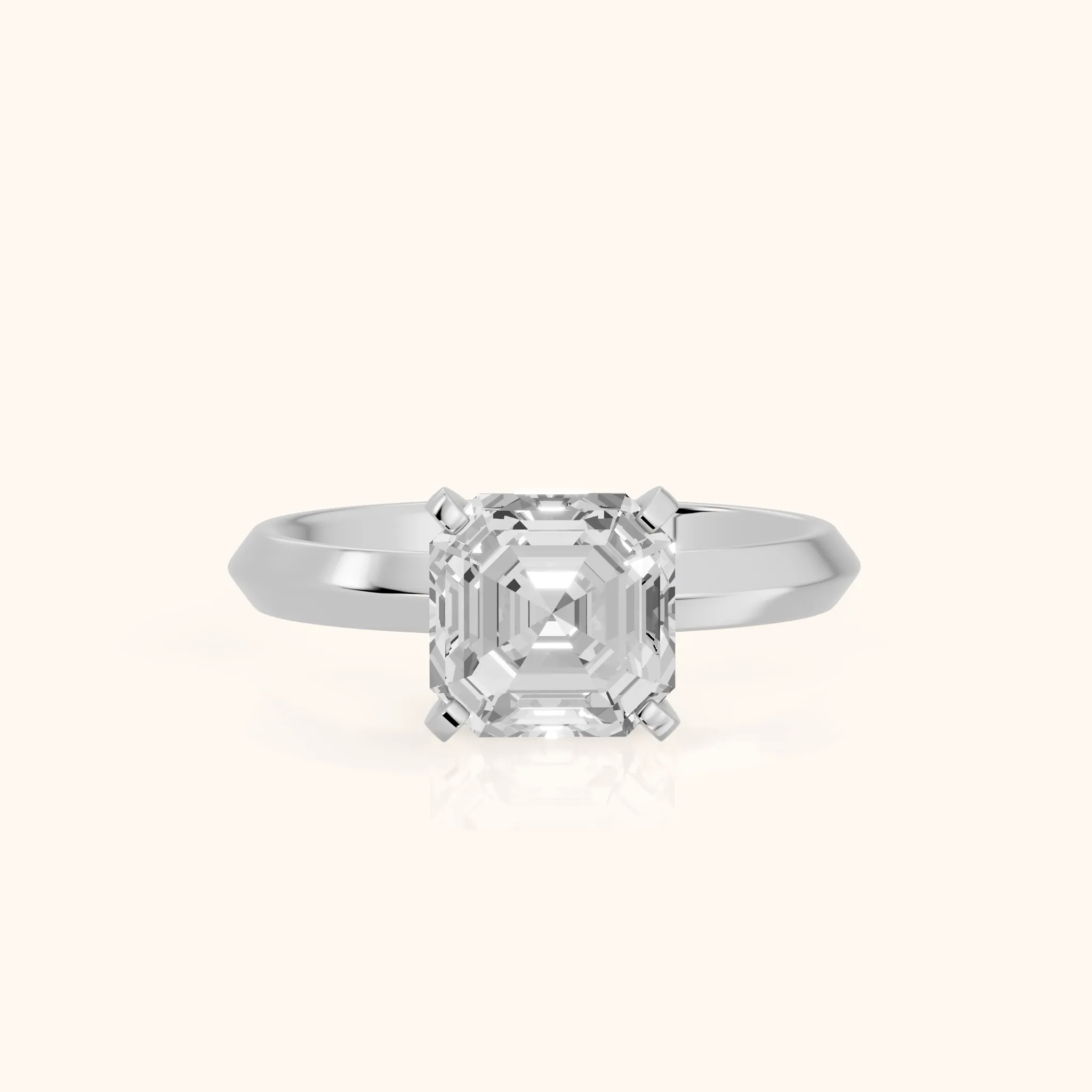 June Solitaire Knife Edge Asscher Diamond Engagement Ring in Silver — view 1