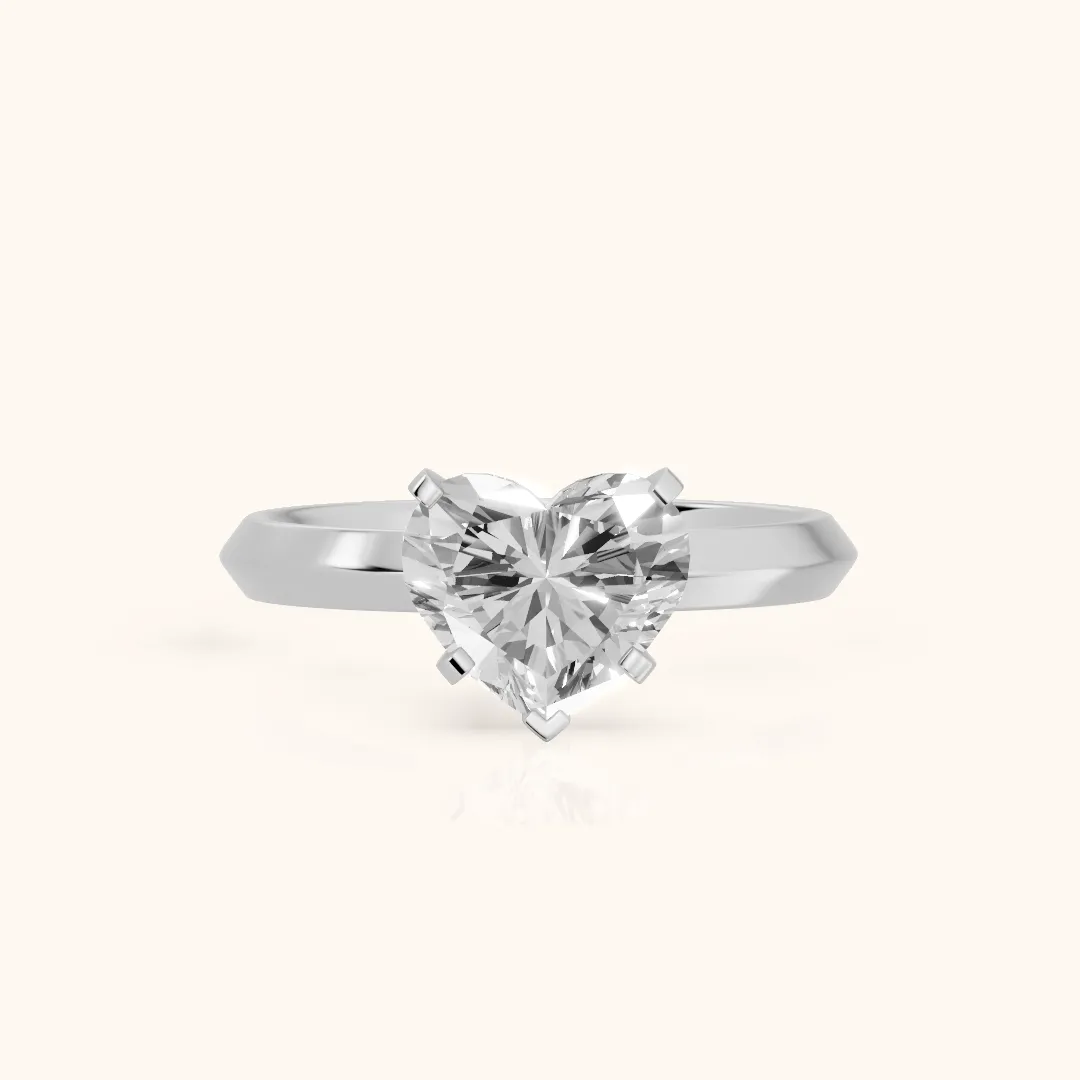 June Solitaire Knife Edge Heart Diamond Engagement Ring in Silver — view 2